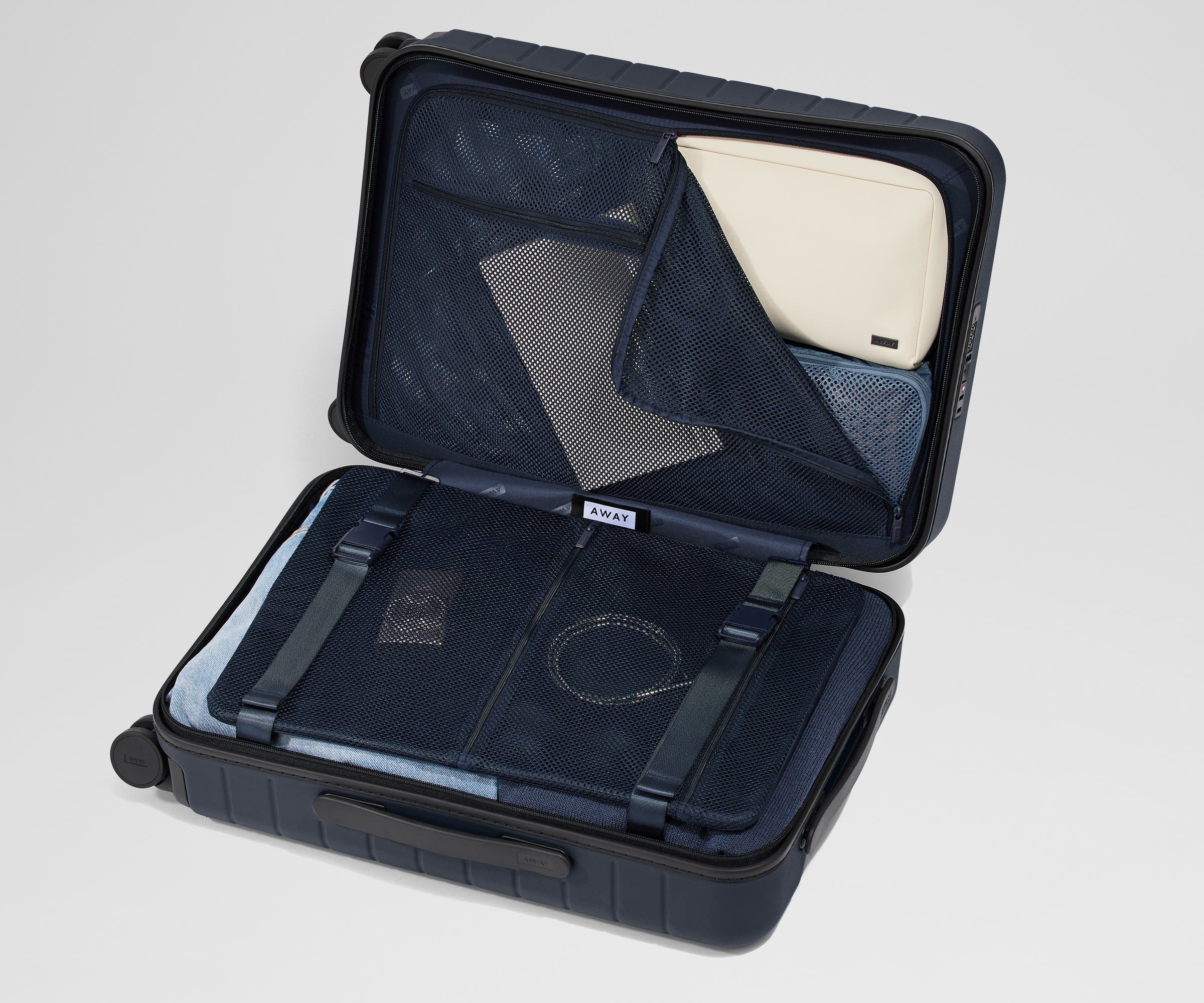 Premium Navy Blue Executive Bigger Carry On Luggage - Spacious & Durable Business Travel Suitcase for Airplane, Business Trips & Weekend Getaways