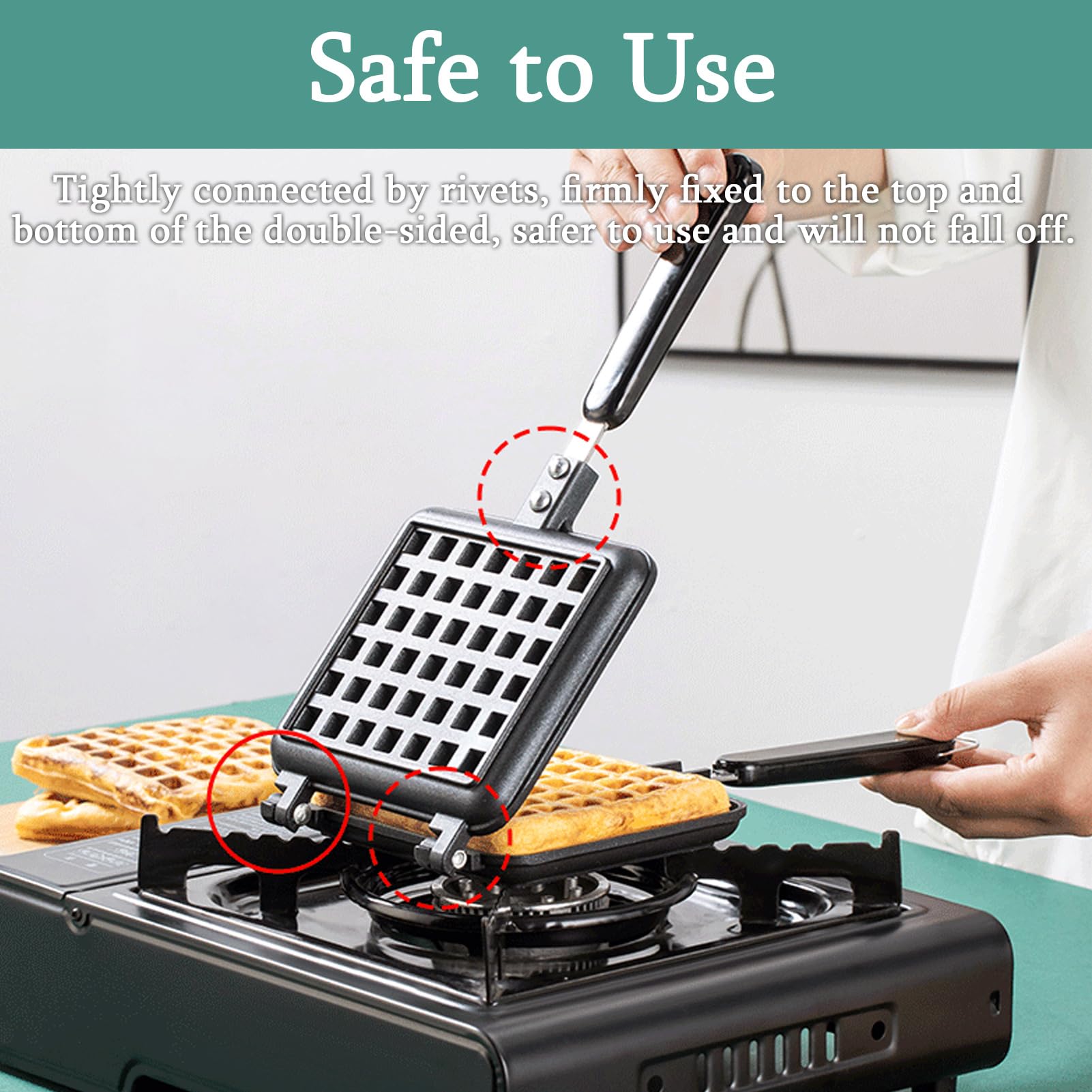 Non-Stick Stovetop Waffle Maker - Traditional Belgian Waffle Iron for Gas & Electric Stoves - Perfect for Breakfast, Brunch & Family Cooking - Ciglow Waffle Baking Pan with Removable Plates