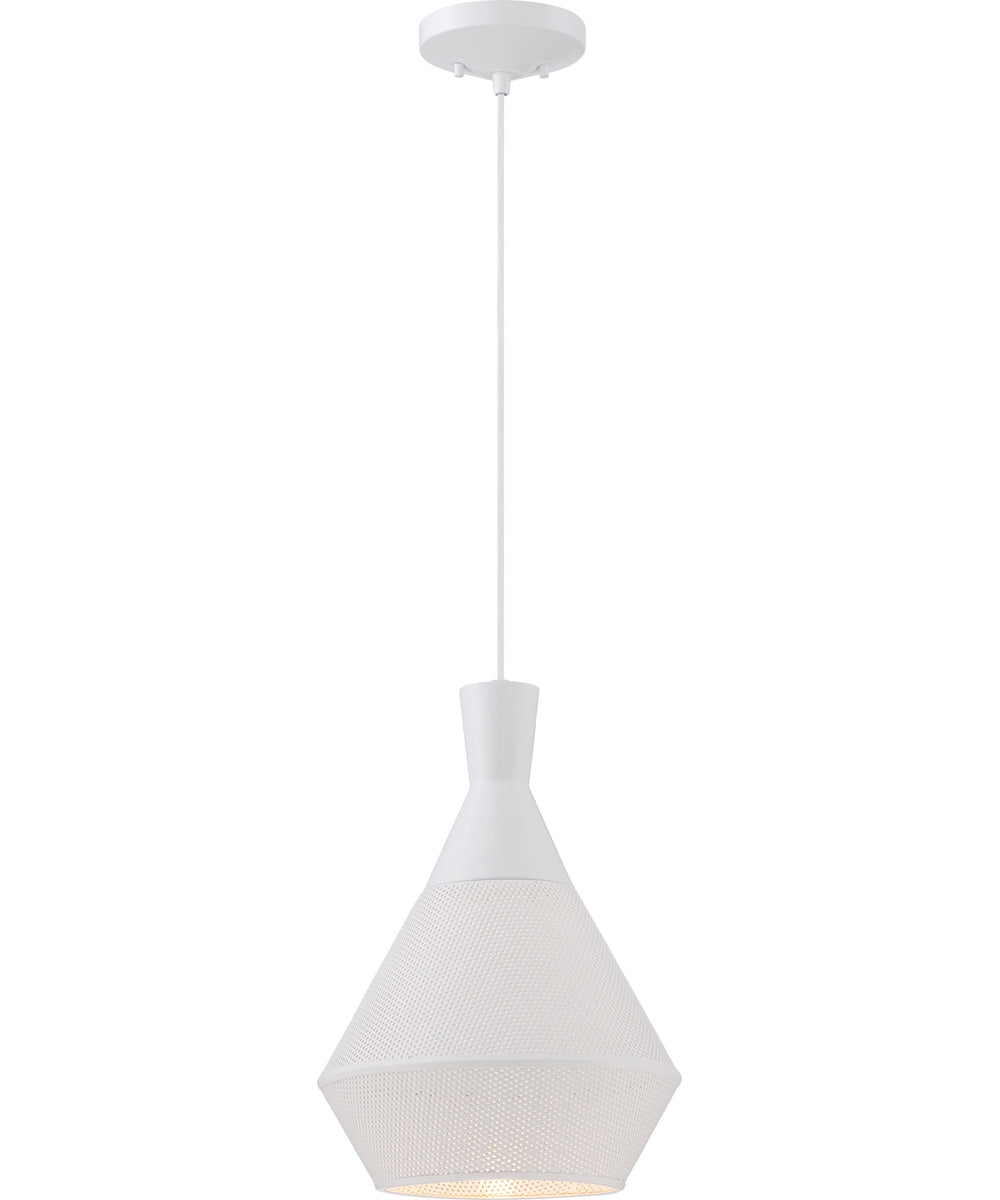 11W Jake 1 Light LED Pendant Light Fixture in Glacier White - Modern Kitchen Island Lighting, Dining Room Hanging Lamp for Home Decor