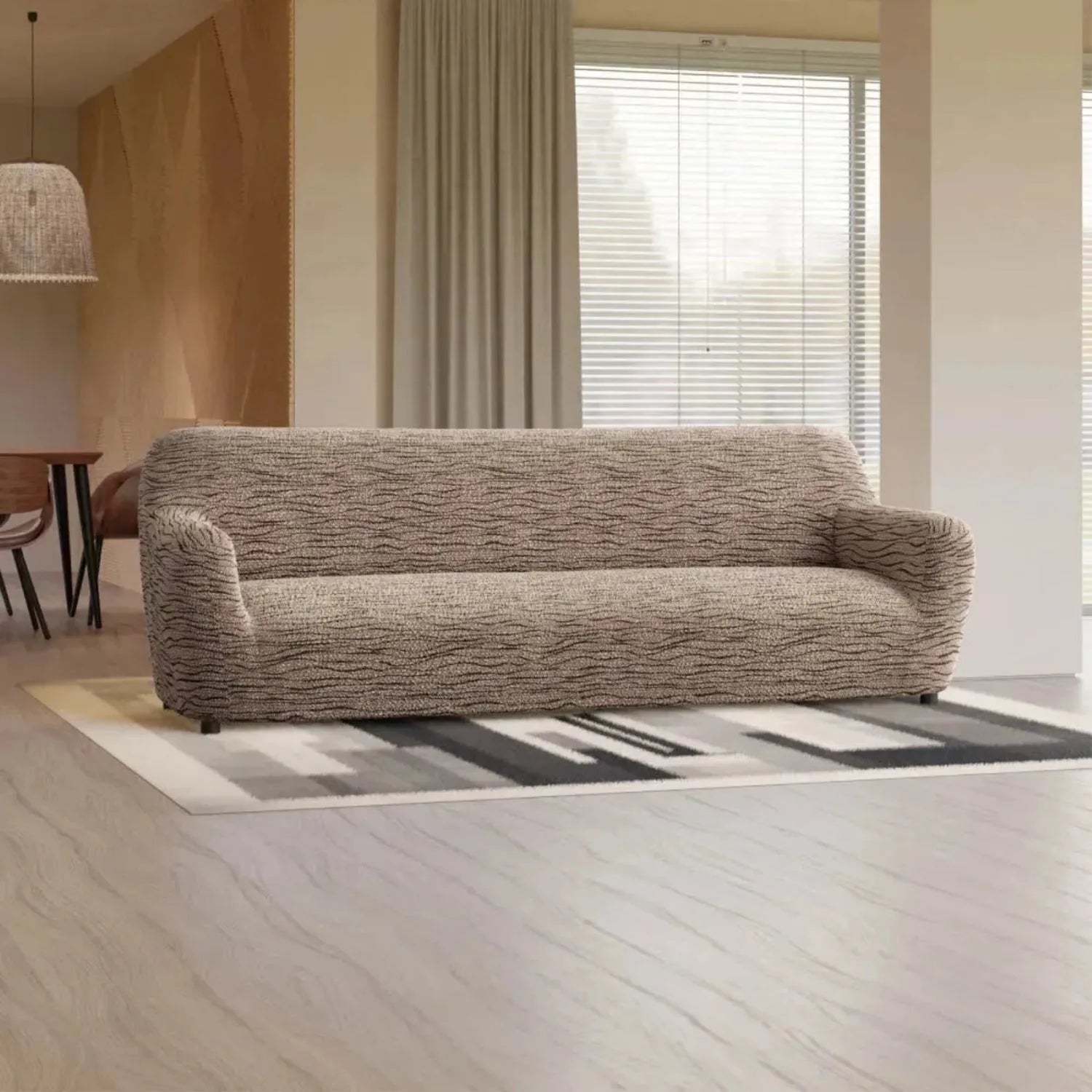 4 Seater Sofa Slipcover - Soft Microfiber Fabric with Stylish Prints - Perfect for Living Room, Family Room & Home Decor