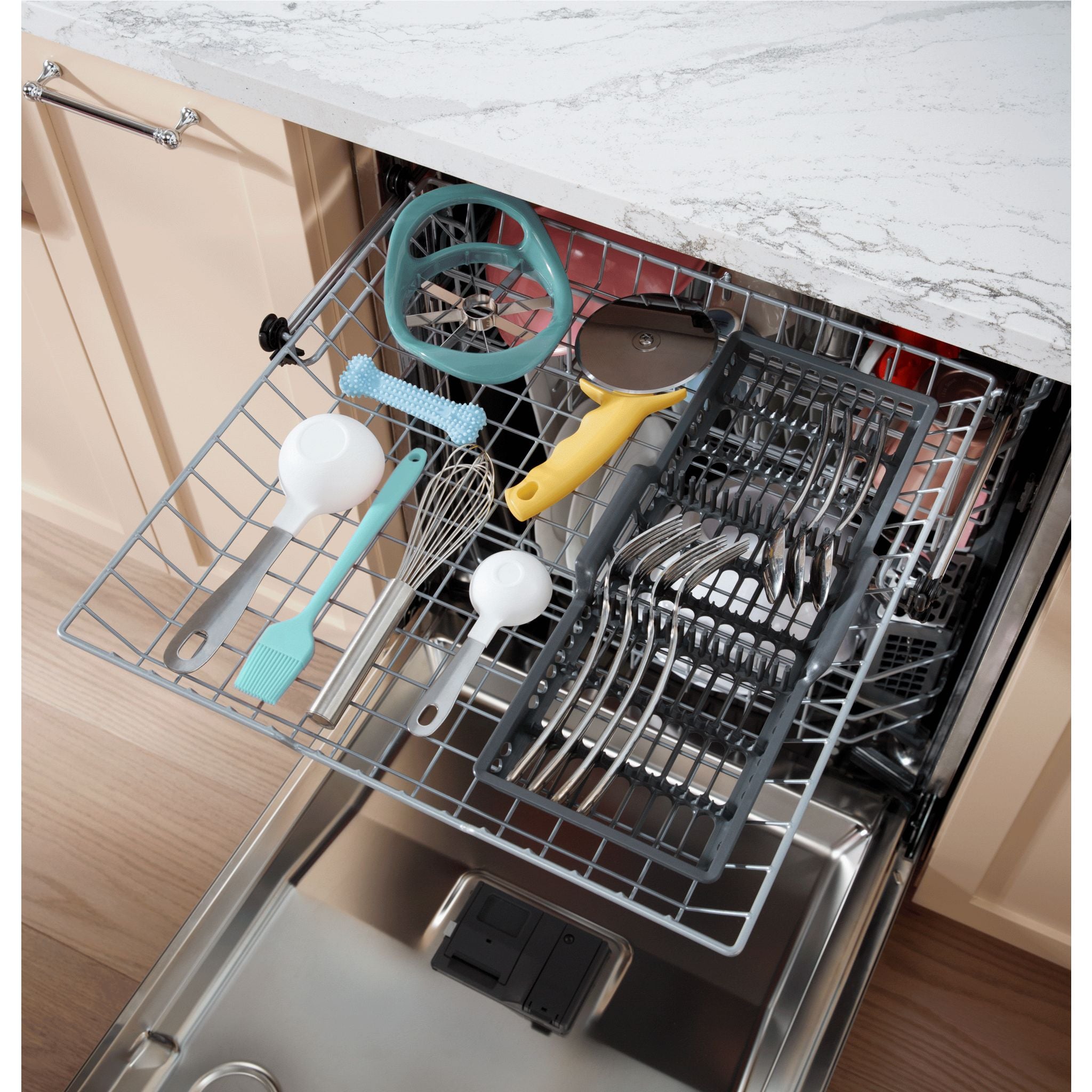 GE GDT670SMVES Slate Built-In Dishwasher - 24 Inch Stainless Steel Interior, Quiet Operation, 3rd Rack for Utensils - Perfect for Small Kitchens & Open-Concept Homes