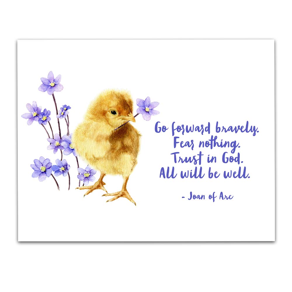 TJ Originals - Joan of Arc Quotes Wall Art, Christian Bible Verse Print, 11x14 Inspirational Poster - Perfect for Home Decor, Office Motivation & Religious Gifts for Women, Friends & Family (Chick Design)