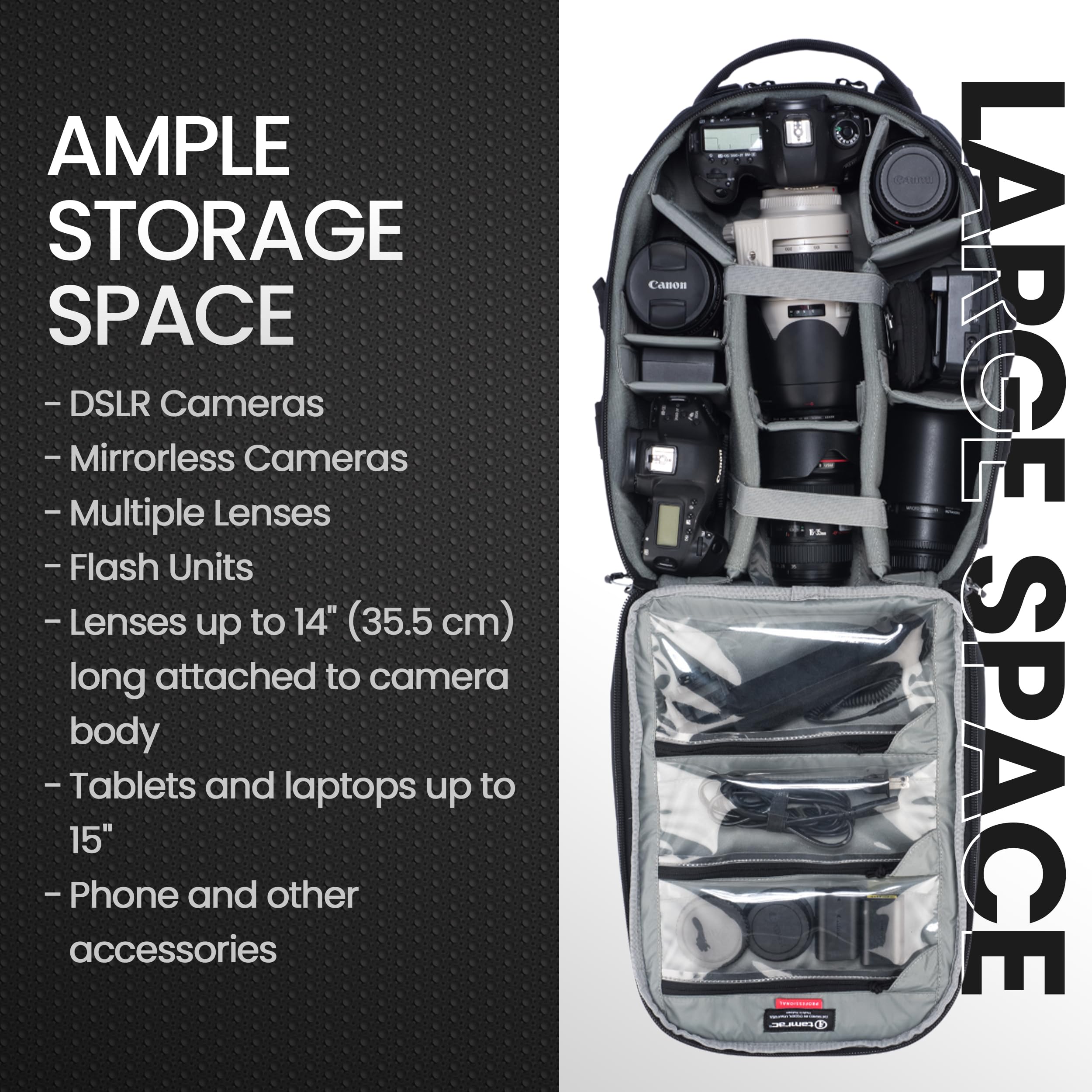Tamrac Anvil 17 DSLR Camera Backpack for Photographers - Professional Photography Bag with Laptop Compartment & Tripod Holder - Durable Camera Carrying Case (Black) - Perfect for Travel, Hiking & Outdoor Photo Shoots