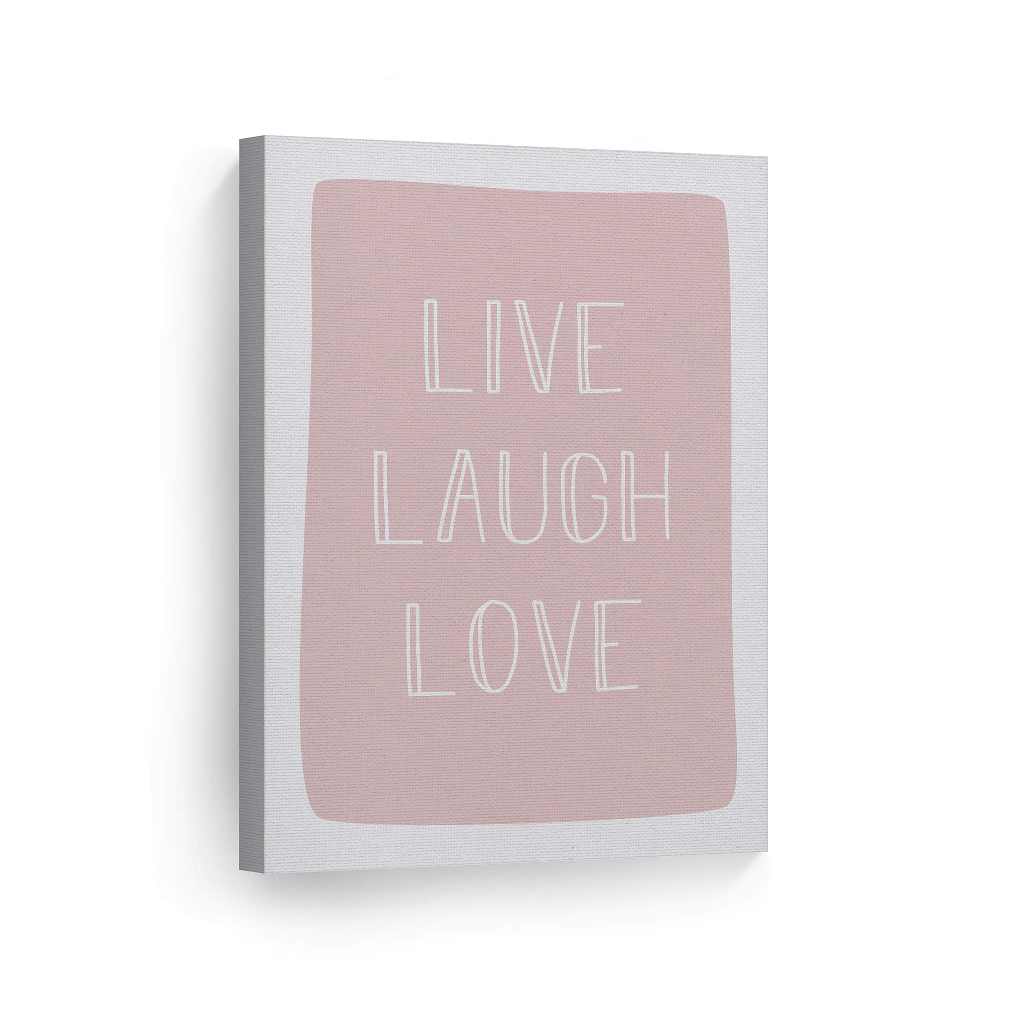 Live Laugh Love Pink Canvas Wall Art - 28x19 Inch Ready to Hang Nursery Decor, Kids Room Decor & Baby Room Decor - Made in USA | Perfect for Bedroom, Playroom & Nursery Wall Decoration