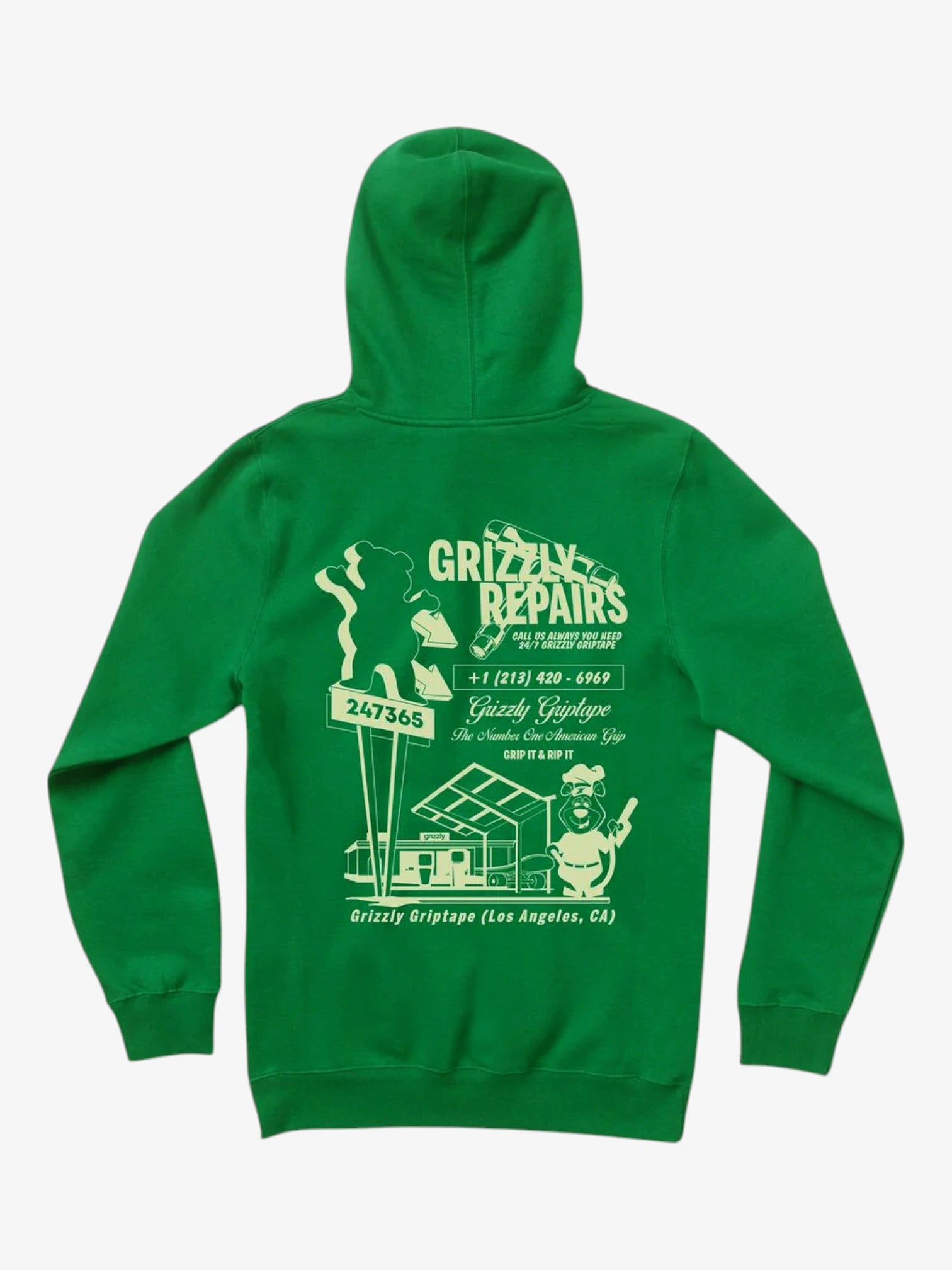 Grizzly Repairs Green Hoodie - Men's Winter Warm Fleece Pullover for Outdoor Activities & Casual Wear