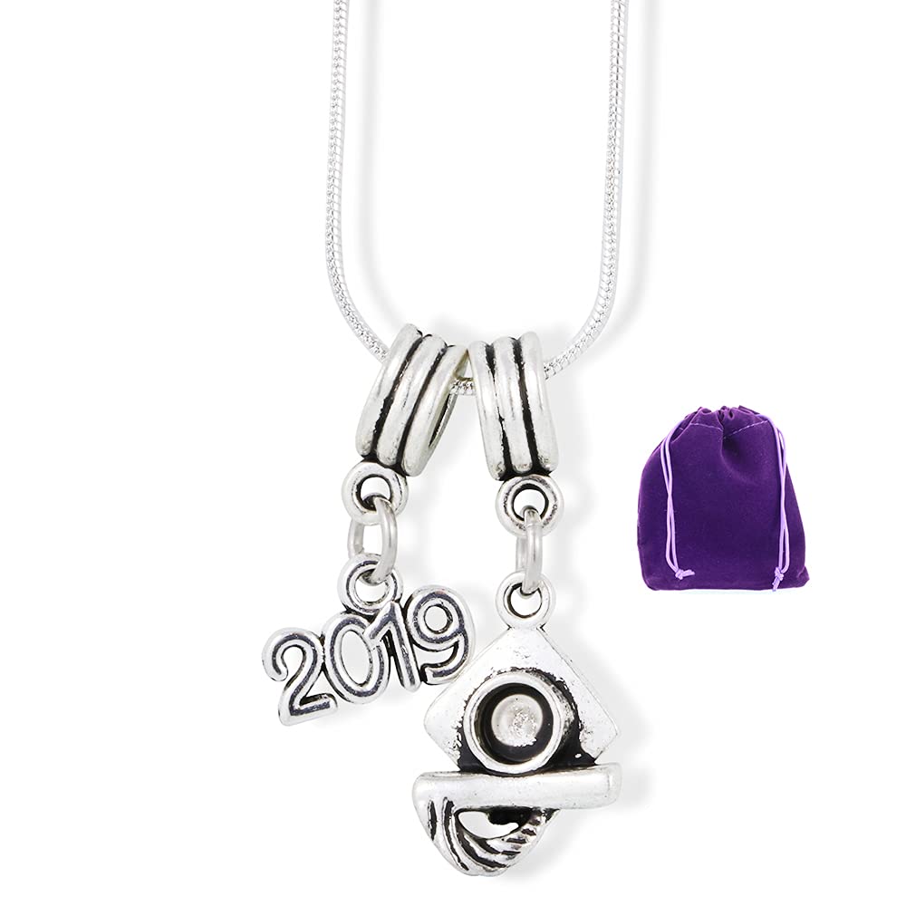 2019 Graduation Necklace for Women - Elegant Pendant Jewelry Gift for Her, Class of 2019 Grad Party Favors - Perfect for Commencement Ceremonies & Graduation Celebrations