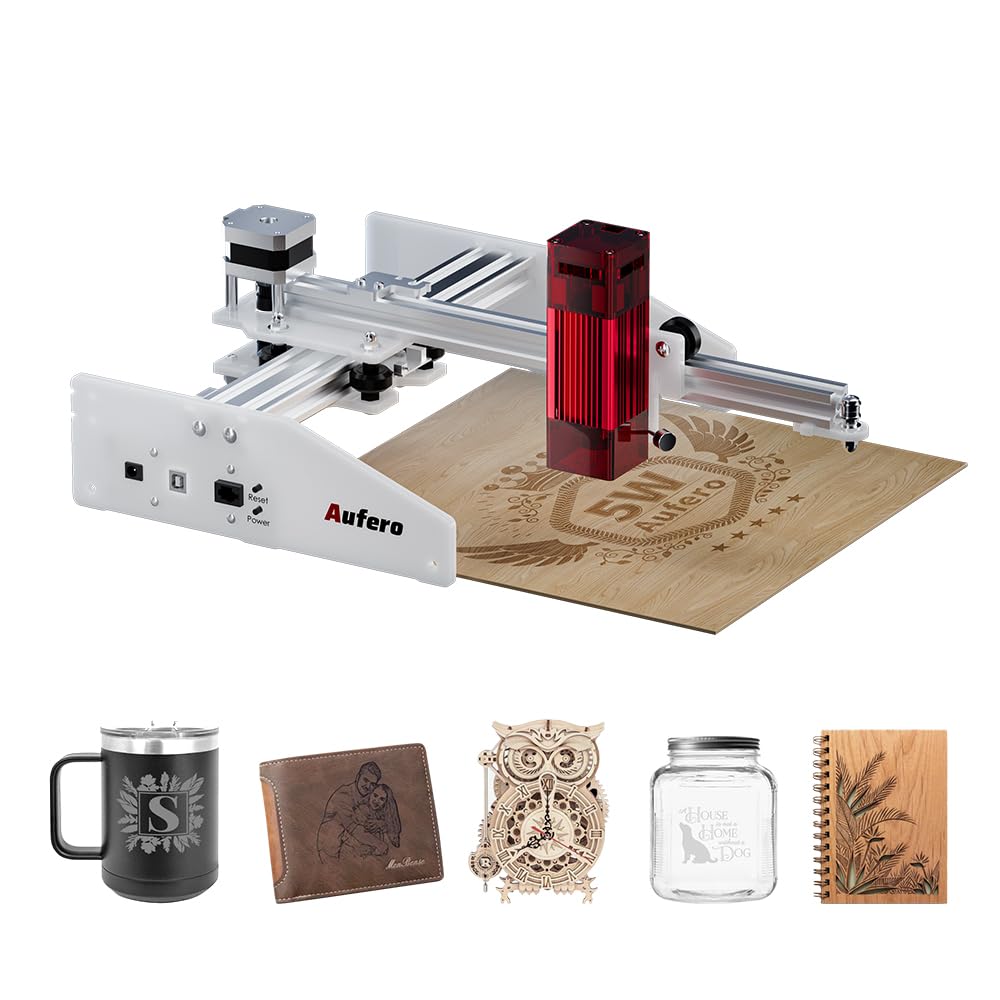 Aufero 5W Laser Engraver Machine for Wood, Leather & Metal - Compact 7.1x7 Inch Engraving Area, DIY Crafts & Personalized Gifts - Beginner-Friendly Desktop Laser Engraving Tool for Home, Small Business & Hobbyists
