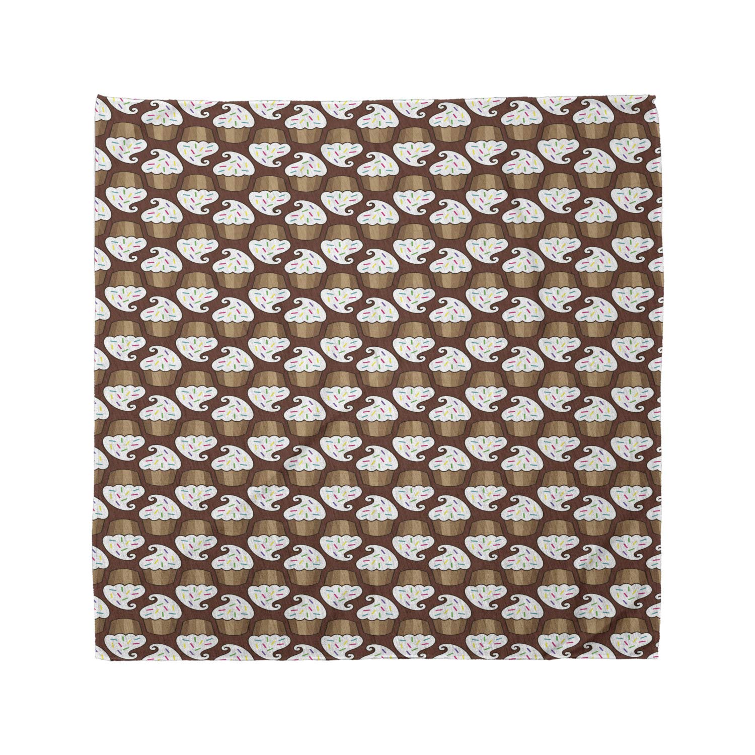 Ambesonne Chocolate Bandana - Vanilla Cream Cupcakes Print Unisex Headwear & Neck Scarf for Men Women - Perfect for Baking Parties, Coffee Dates & Casual Outfits