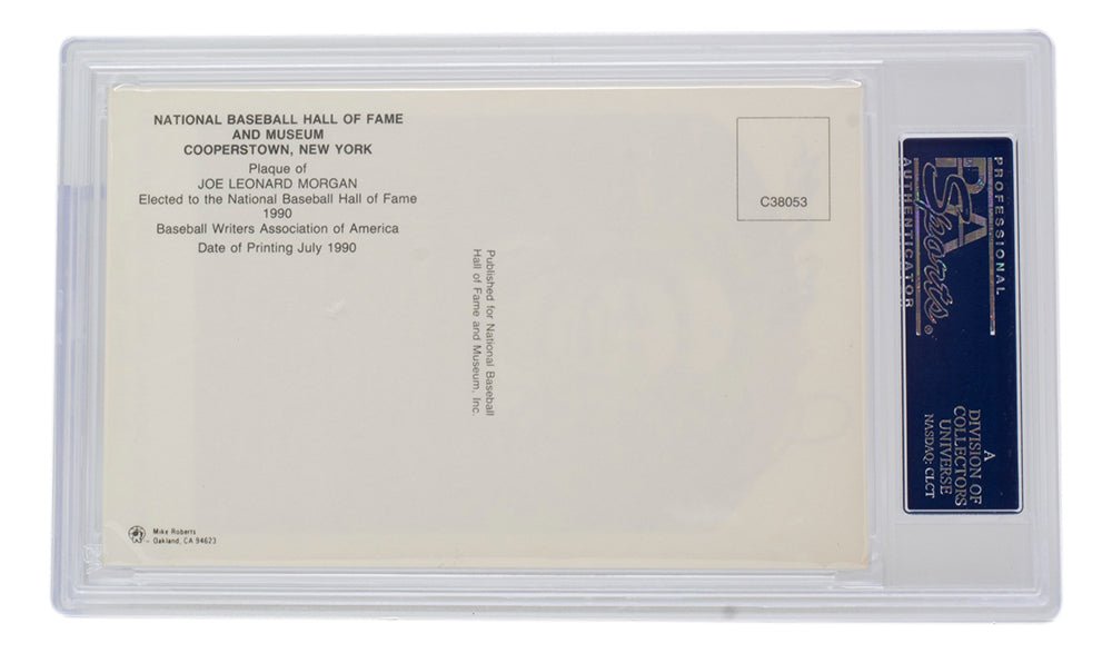 Joe Morgan Autographed Houston Astros Hall of Fame Plaque Postcard - PSA/DNA Certified NM-MT 8 - Perfect for Baseball Memorabilia Collections & Sports Fan Gifts