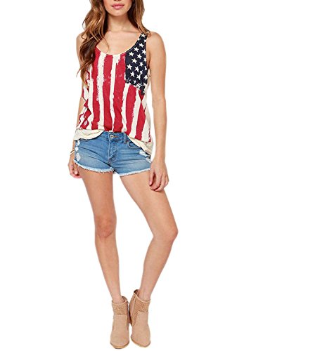 Women's Casual Stars & Stripes Tank Top - Sleeveless Graphic Tee for Summer, Beach, and Patriotic Events | Comfortable & Stylish American Flag Shirt