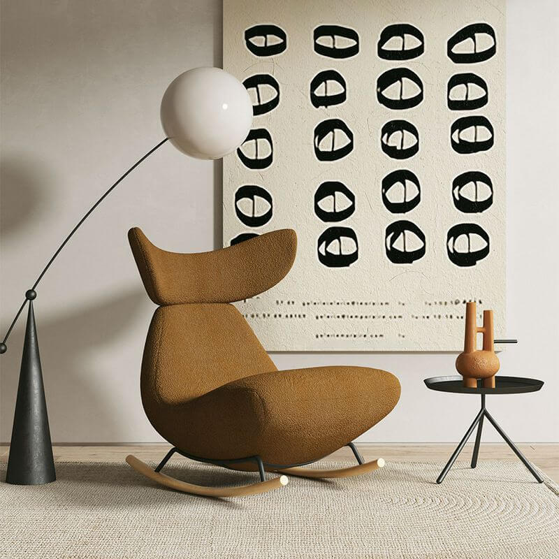 Ergonomic Wooden Rocking Chair with Wingback Design - Perfect for Living Room, Nursery, or Office Relaxation