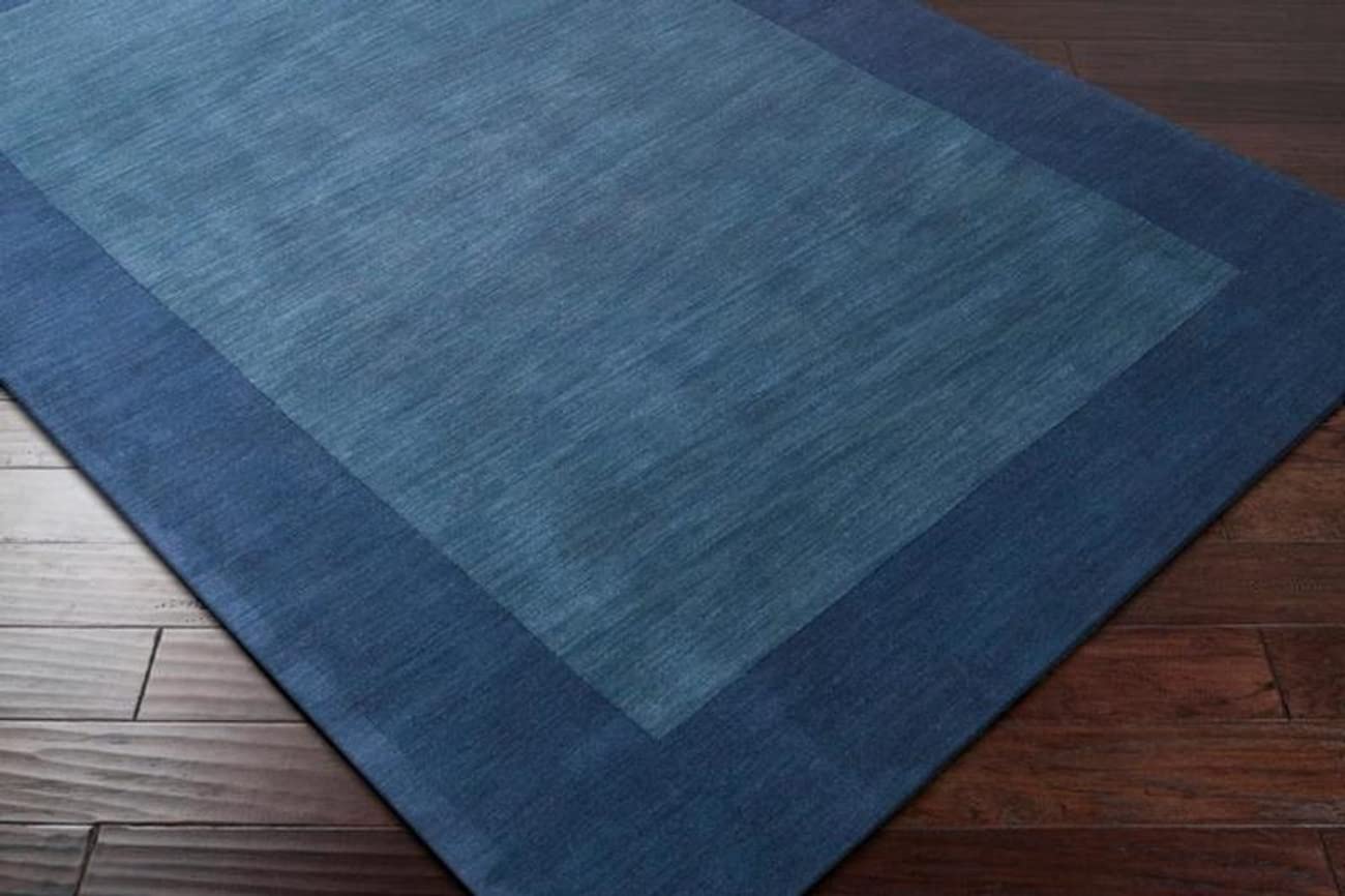 Mark&Day 10x10 Reims Modern Navy Square Area Rug - Soft Wool Carpet for Living Room, Bedroom, Kitchen - Blue & White Home Decor (9'9