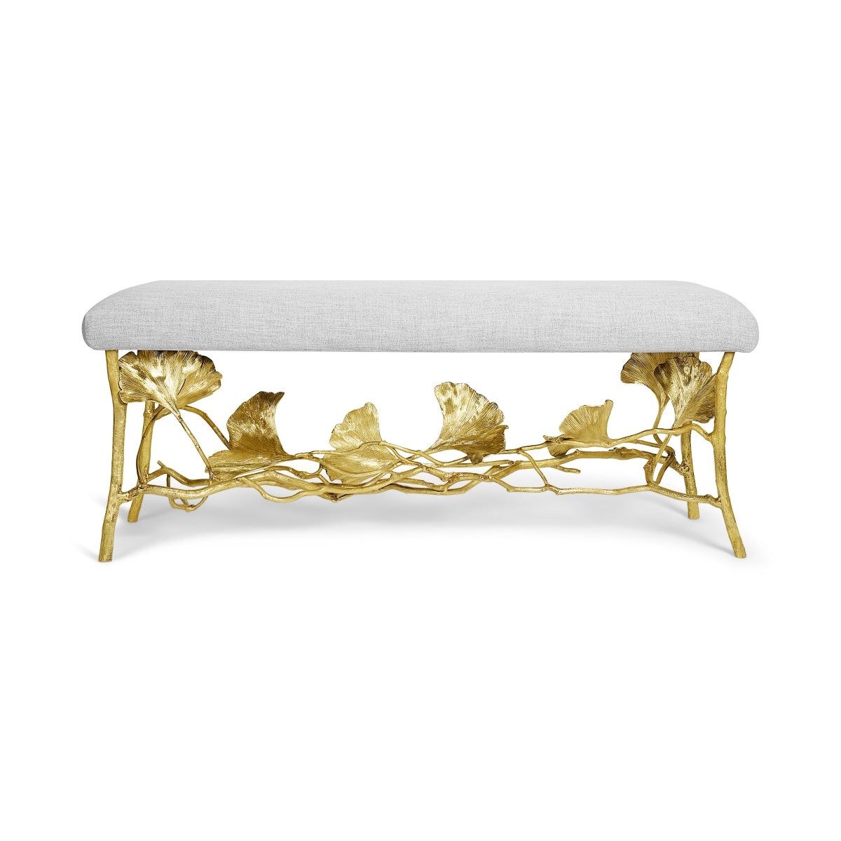 Golden Ginkgo Bench - Outdoor Garden Bench, Patio Furniture for Backyard, Porch, and Lawn - Rust-Resistant Metal Frame with Weatherproof Finish - Perfect for Relaxing and Decorating Outdoor Spaces