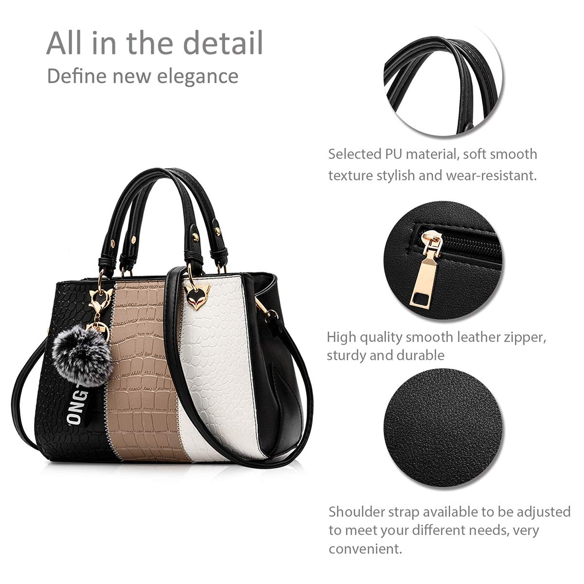 2024 NICOLE & DORIS Women's Messenger Bag - Stylish Gray Crossbody Purse for Work, Travel & Everyday Use | Fashionable Ladies Handbag