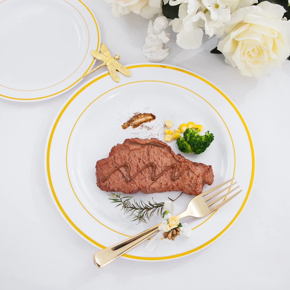 YOUBET 300-Pack Gold Plastic Forks - 7.4 Inch Heavy Duty Disposable Cutlery - Elegant Gold Silverware for Parties, Weddings, Christmas & Special Events - Perfect for Catering, Picnics & Home Entertaining