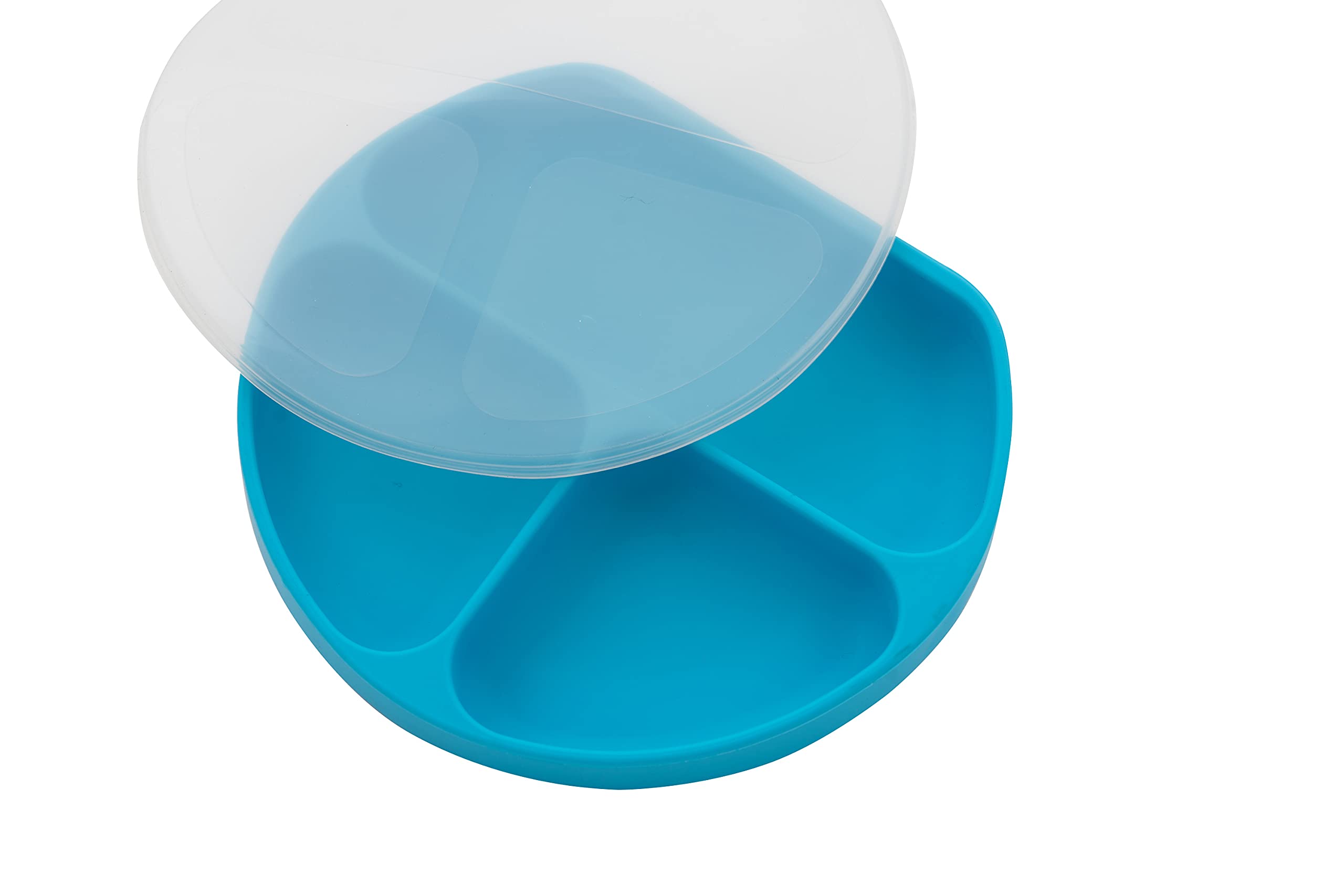 Non-Slip Silicone Suction Plates with Lids for Babies & Toddlers - BPA-Free Divided Plates by Exultimate (Blue) - Perfect for Highchair, Travel & Mess-Free Mealtime