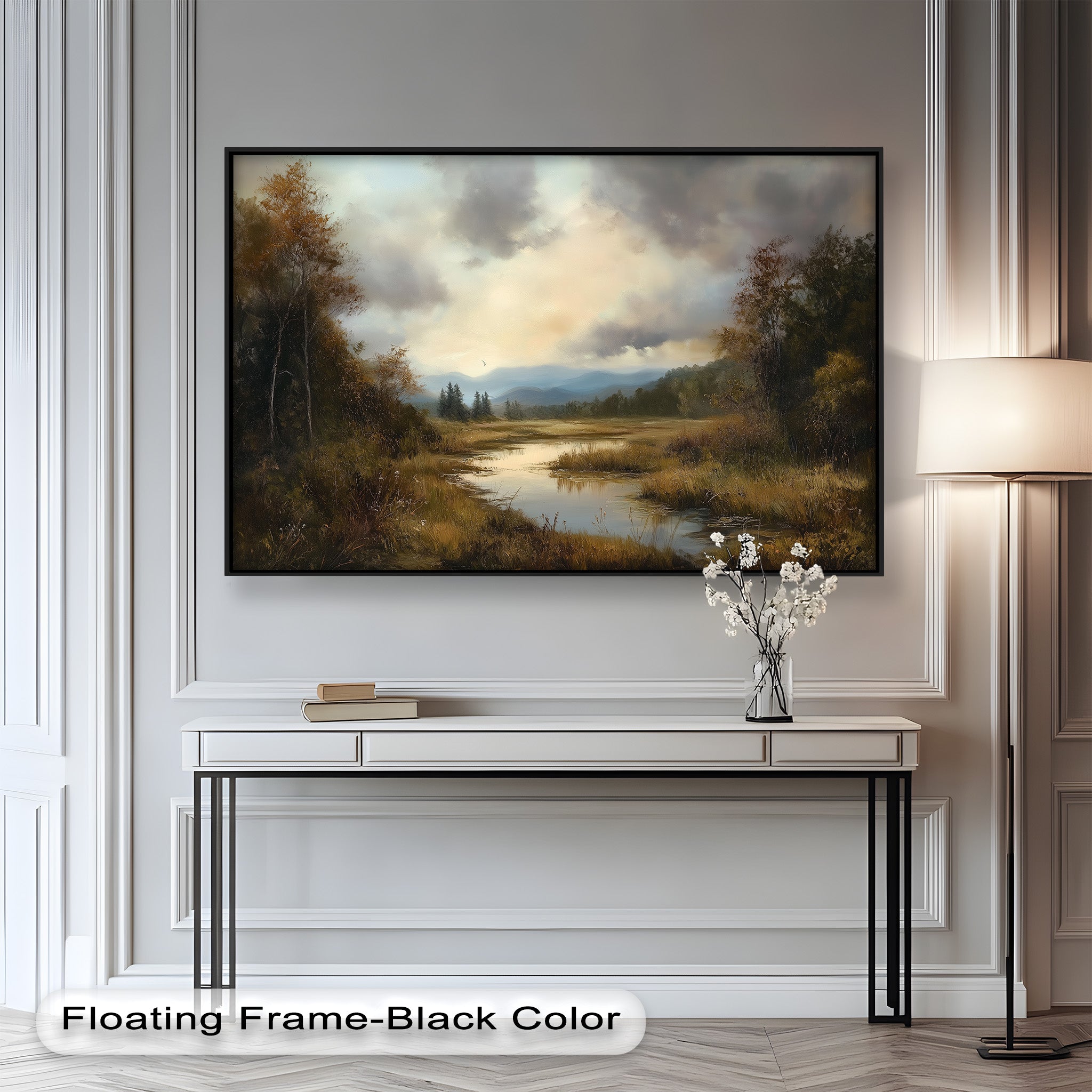 Autumn River Landscape Oil Painting - Handmade Canvas Wall Art for Living Room, Bedroom & Office Decor