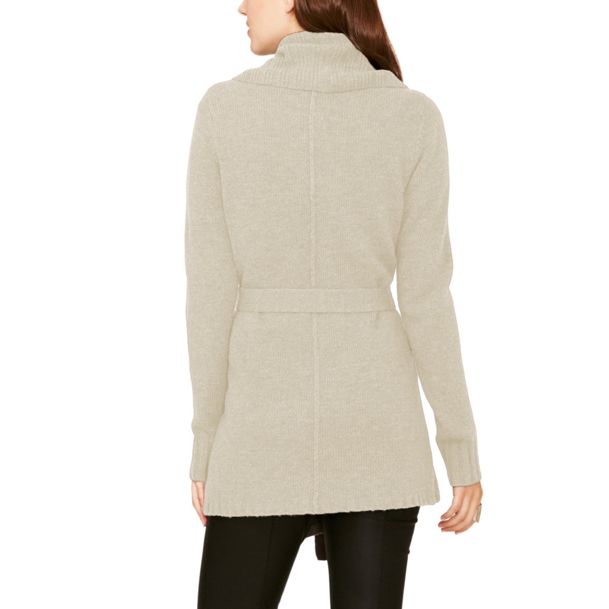 Parisbonbon Women's 100% Cashmere Long Sleeve Cardigan Sweater - Soft & Warm Beige Knit Pullover (Size L) - Perfect for Fall & Winter, Office Wear & Casual Outfits