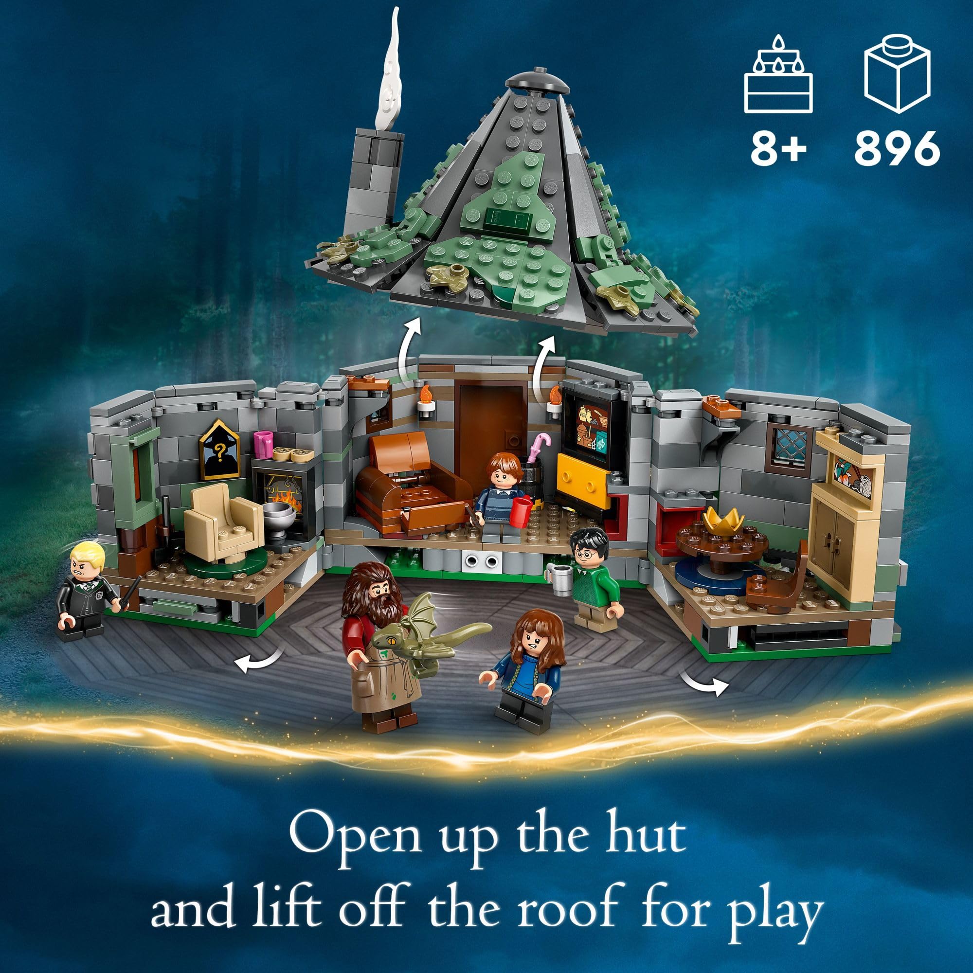 LEGO Harry Potter Hagrid's Hut: Buildable Wizarding World Toy Set with 7 Minifigures & Dragon - Creative Building Kit for Kids Ages 8+ - Perfect for Harry Potter Fans, Birthday Gifts & Collectors - Great for Imaginative Play, Storytelling & Display