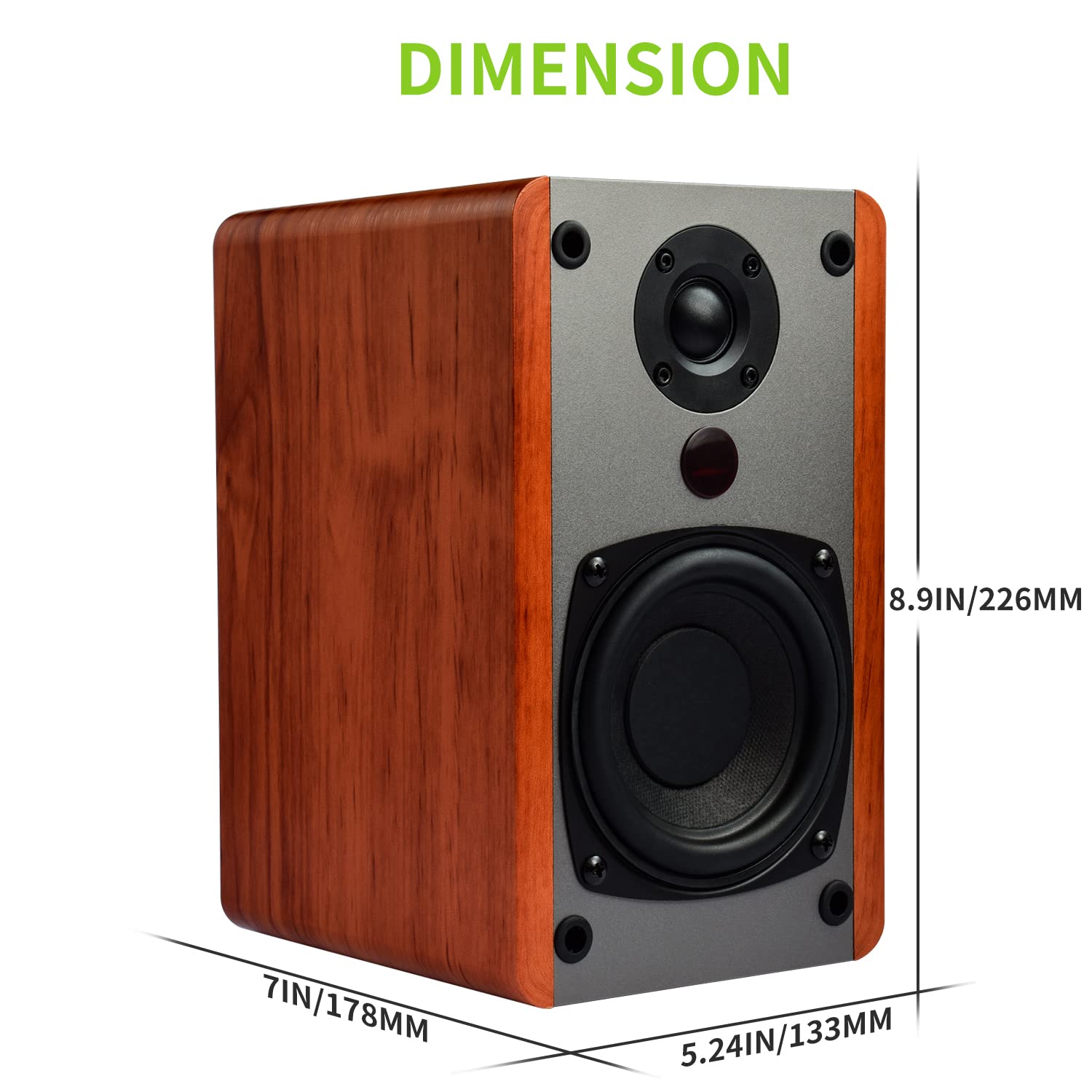 SINGING WOOD BT25 (2024 Version) 80W Bluetooth Bookshelf Speakers with Optical/Aux Inputs & Subwoofer Line Out - Premium Cherry Wood Enclosure for Home Theater, Gaming, PC, TV & Turntable Setup