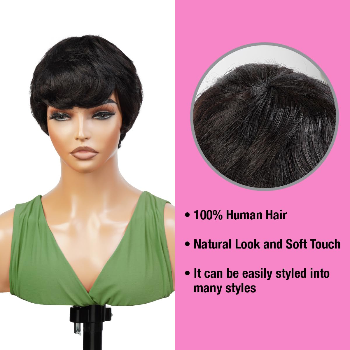 Short Pixie Cut Human Hair Wigs for Black Women - Layered Wavy Tapered Back Non-Lace Front Wig in TOPAZ (DL4/27) | Instant Fab Natural Look for Everyday Wear & Special Occasions