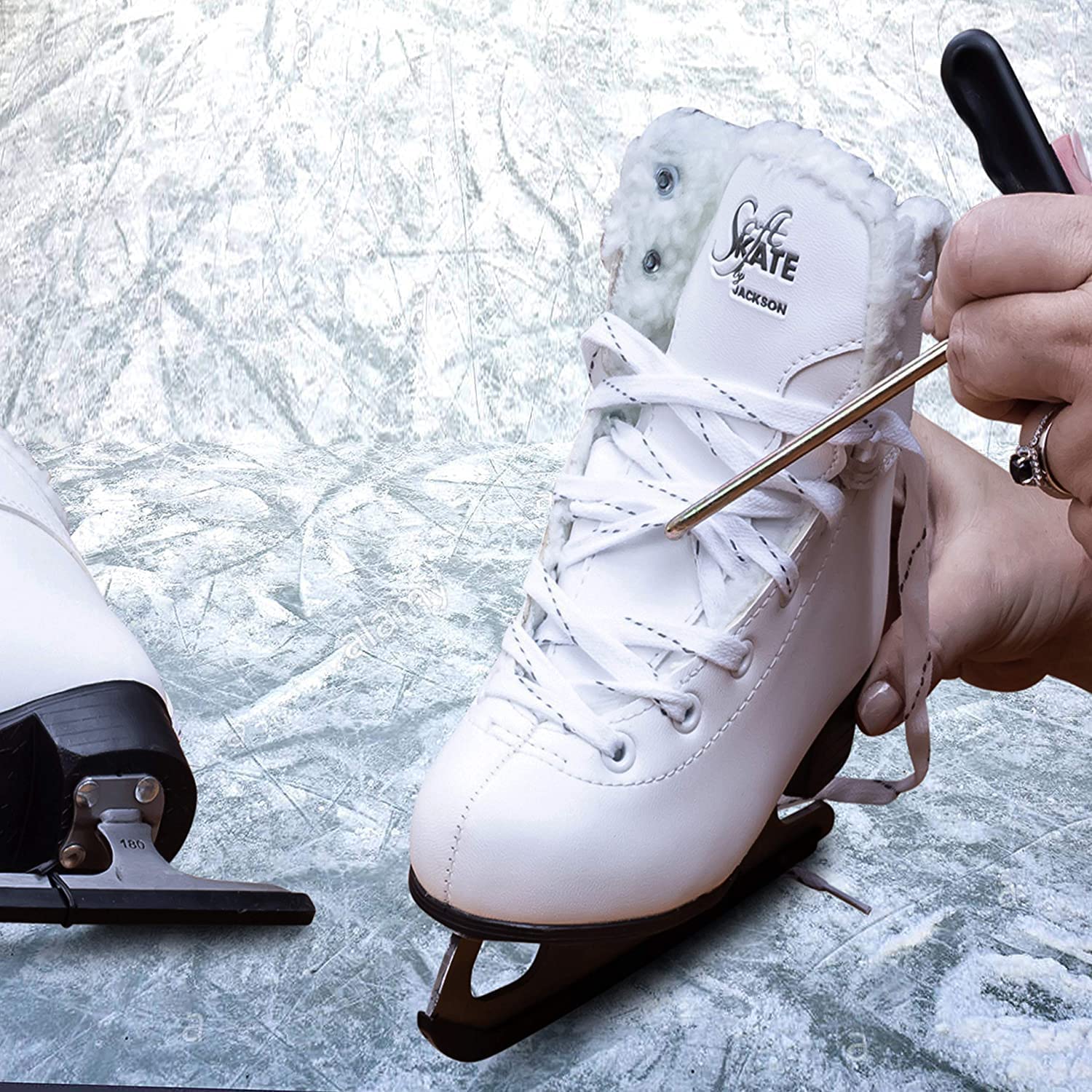Ice Skate Lace Tightener Tool - Adjustable Boot Lace Hook for Ice Skates, Figure Skates, Hockey Skates, Rollerblades & Shoes | Skate Key Tool for Secure Fit | Perfect for Rinks, Training & Outdoor Skating