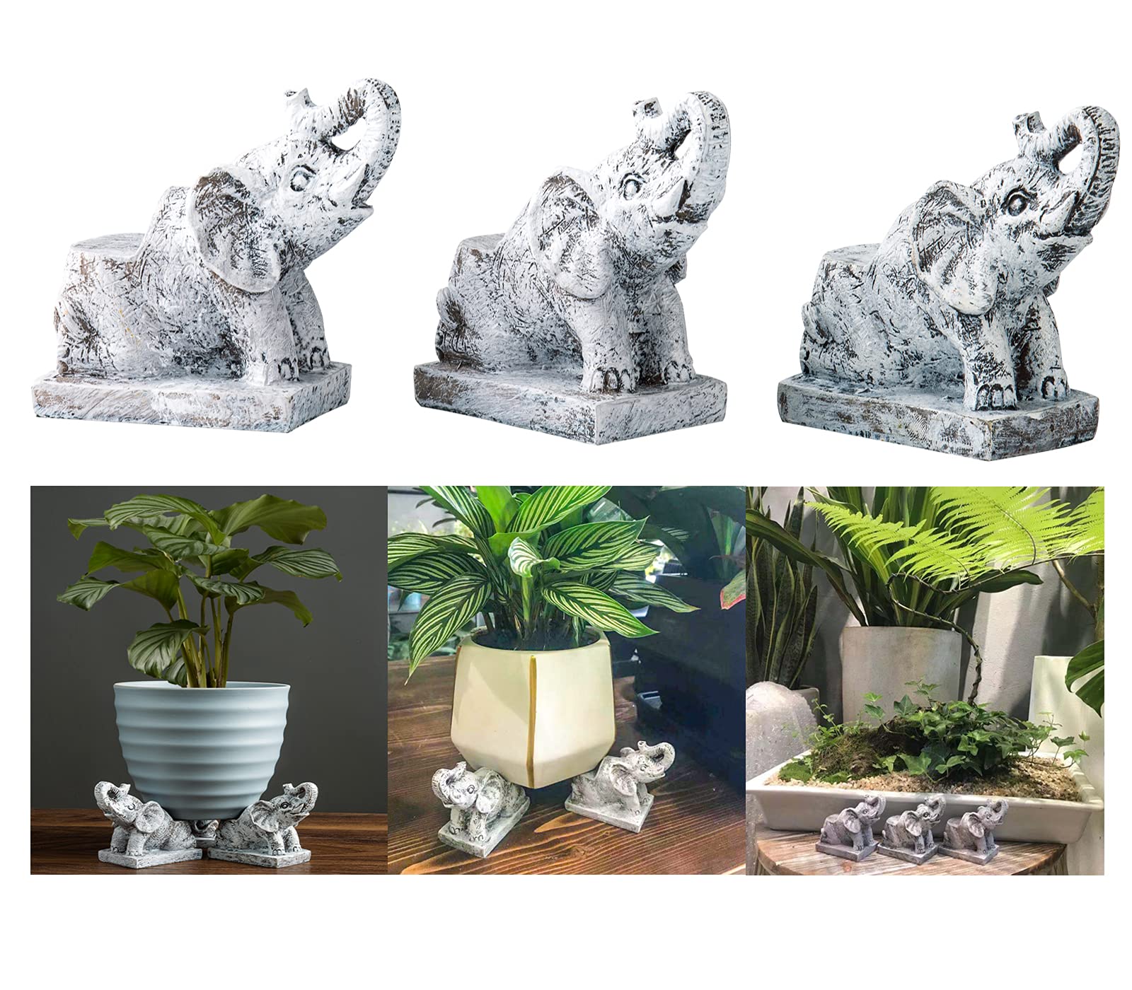 Elephant Shaped Planter Feet - Decorative Pot Risers for Indoor & Outdoor Plants - Improve Airflow and Drainage - Perfect for Garden, Patio, and Home Decor