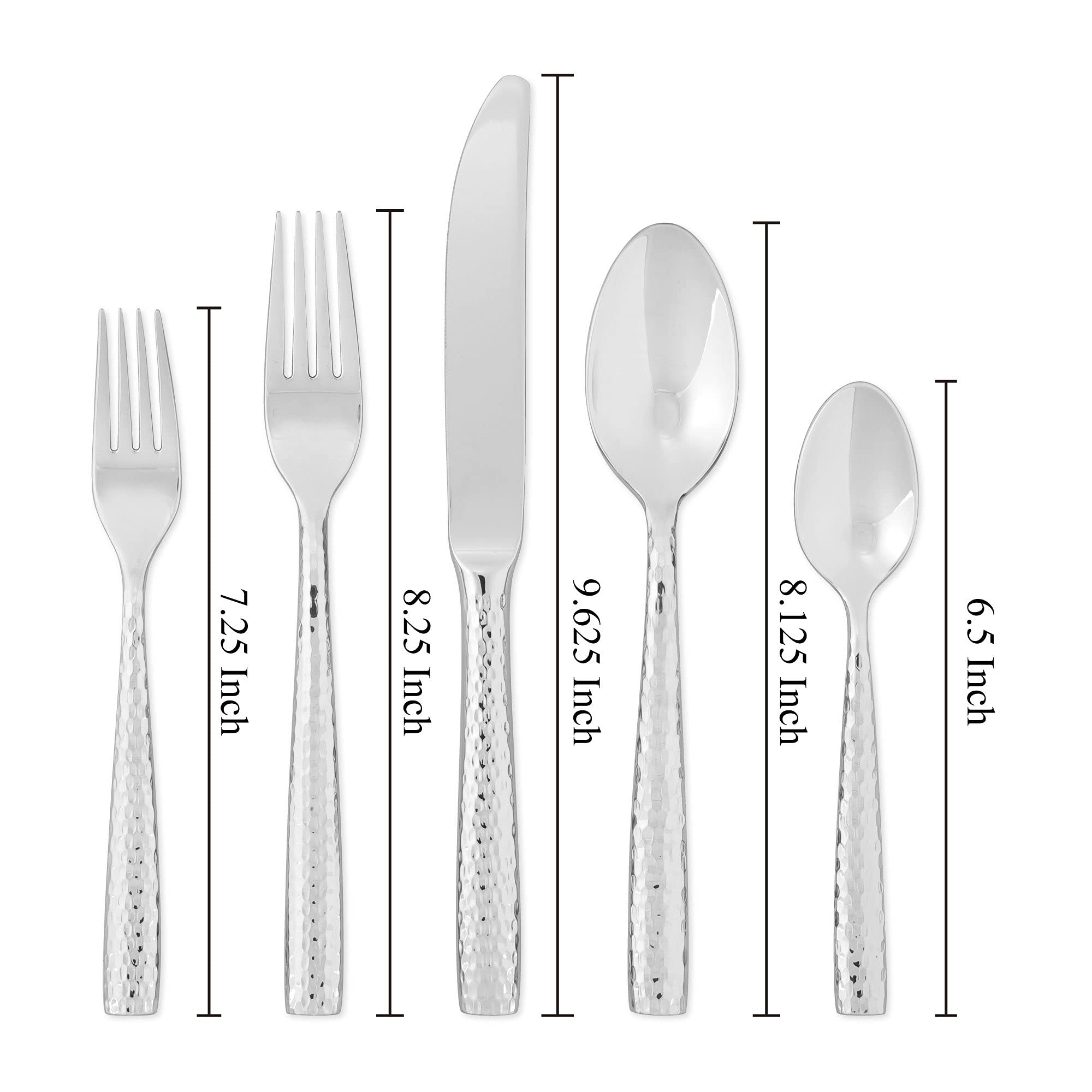 UPware 45-Piece 18/8 Stainless Steel Flatware Set - Service for 8 with Knives, Forks, Spoons, Teaspoons & Salad Forks - Mirror Polished Dishwasher Safe Cutlery Set for Dinner Parties, Restaurants & Home Use (Martello)