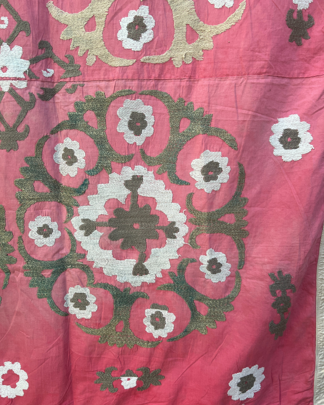 Extra Large Suzani 021 - Handmade Bohemian Style Cotton Throw Blanket for Sofa, Bed & Home Decor - Perfect for Bohemian, Farmhouse & Eclectic Interior Design
