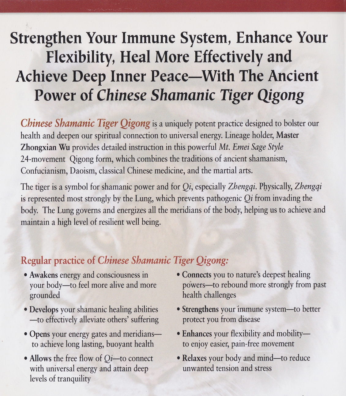 Authentic Chinese Shamanic Tiger Qigong DVD by Master Zhongxian Wu - Traditional Energy Healing & Martial Arts Training for Stress Relief, Fitness, and Spiritual Growth - Perfect for Home Practice, Meditation, and Self-Defense