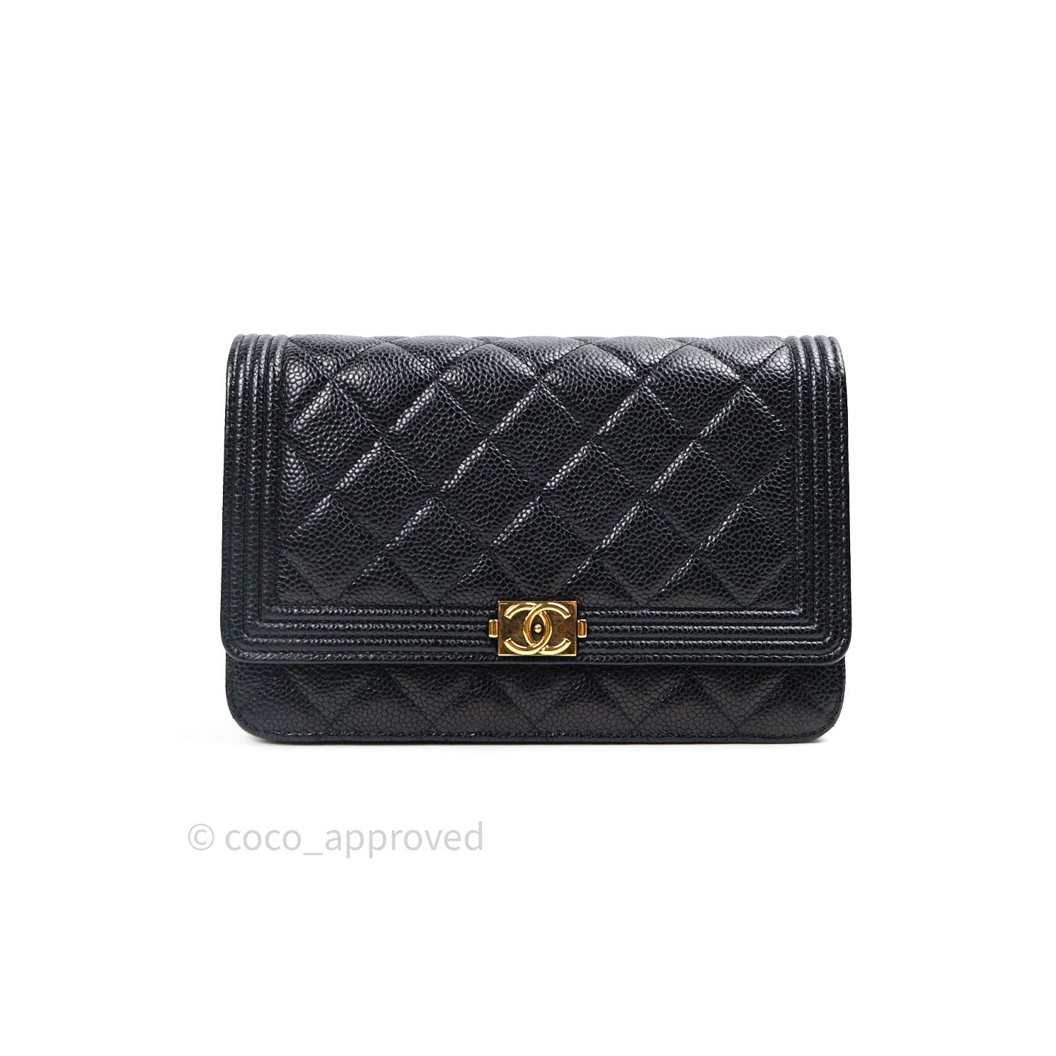 Chanel Boy Wallet on Chain WOC Black Caviar Leather with Gold Hardware - Luxury Crossbody Bag for Women, Perfect for Evening Events & Daily Use