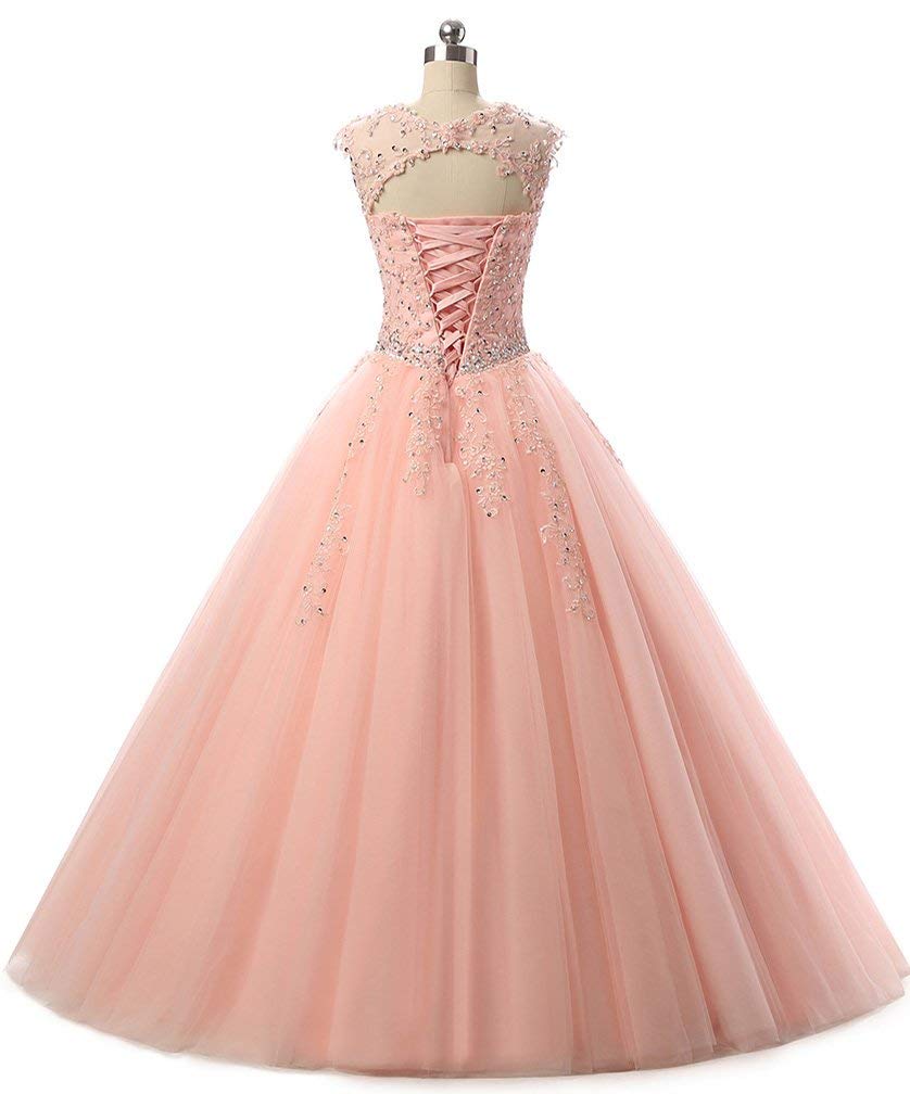 Elegant Blush Pink Quinceanera Dress with Beading & Lace Appliques - Long Ball Gown for Sweet 16, Prom & Special Occasions | Perfect for Quinceañera Celebrations, Debutante Balls & Formal Dances