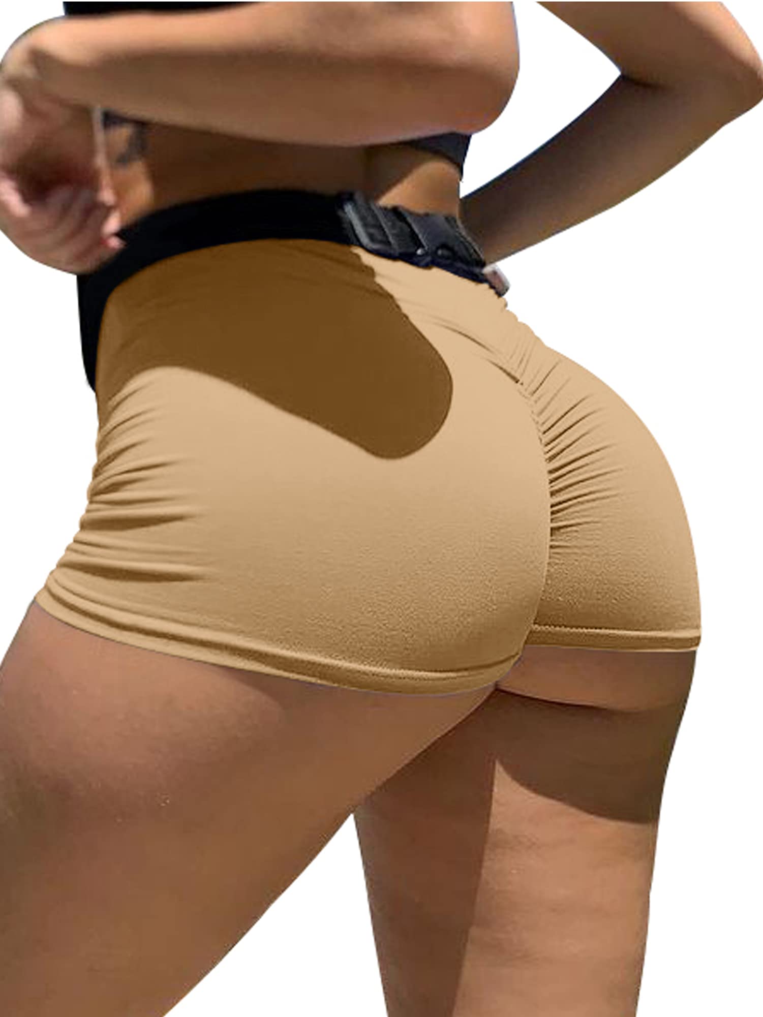 Mizoci Women's High Waisted Booty Shorts - Sexy Ruched Gym & Workout Shorts for Yoga, Running & Fitness | Butt Lifting Athletic Shorts for Women