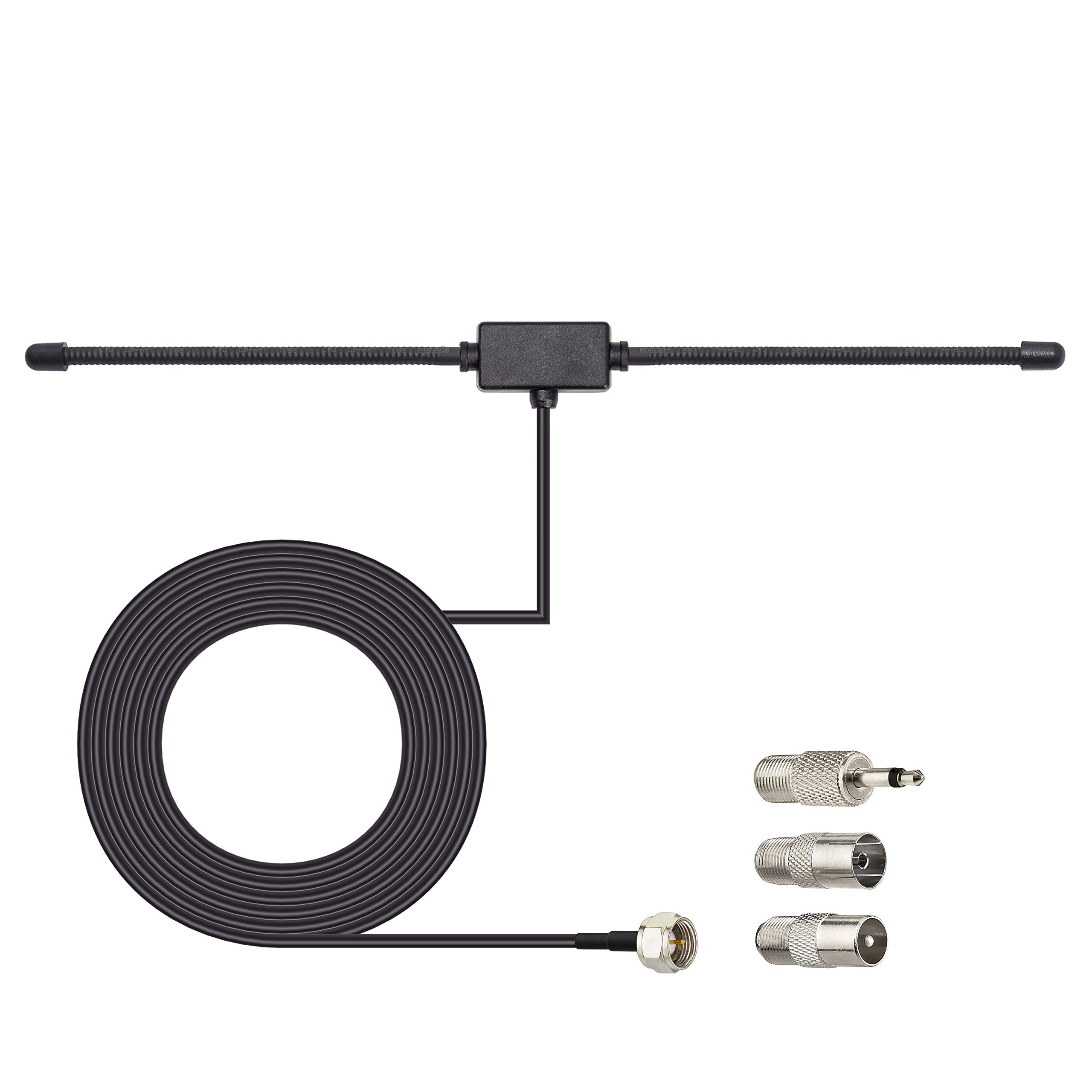 Bingfu FM Radio Dipole Antenna for Stereo Receiver - Compatible with Pioneer, Onkyo, Yamaha, Marantz & Bose Wave Music System - Indoor FM Antenna for Home Theater, AV Audio Video & Stereo Receivers - Perfect for Clear Radio Reception in Living Rooms, Bedrooms & Home Offices