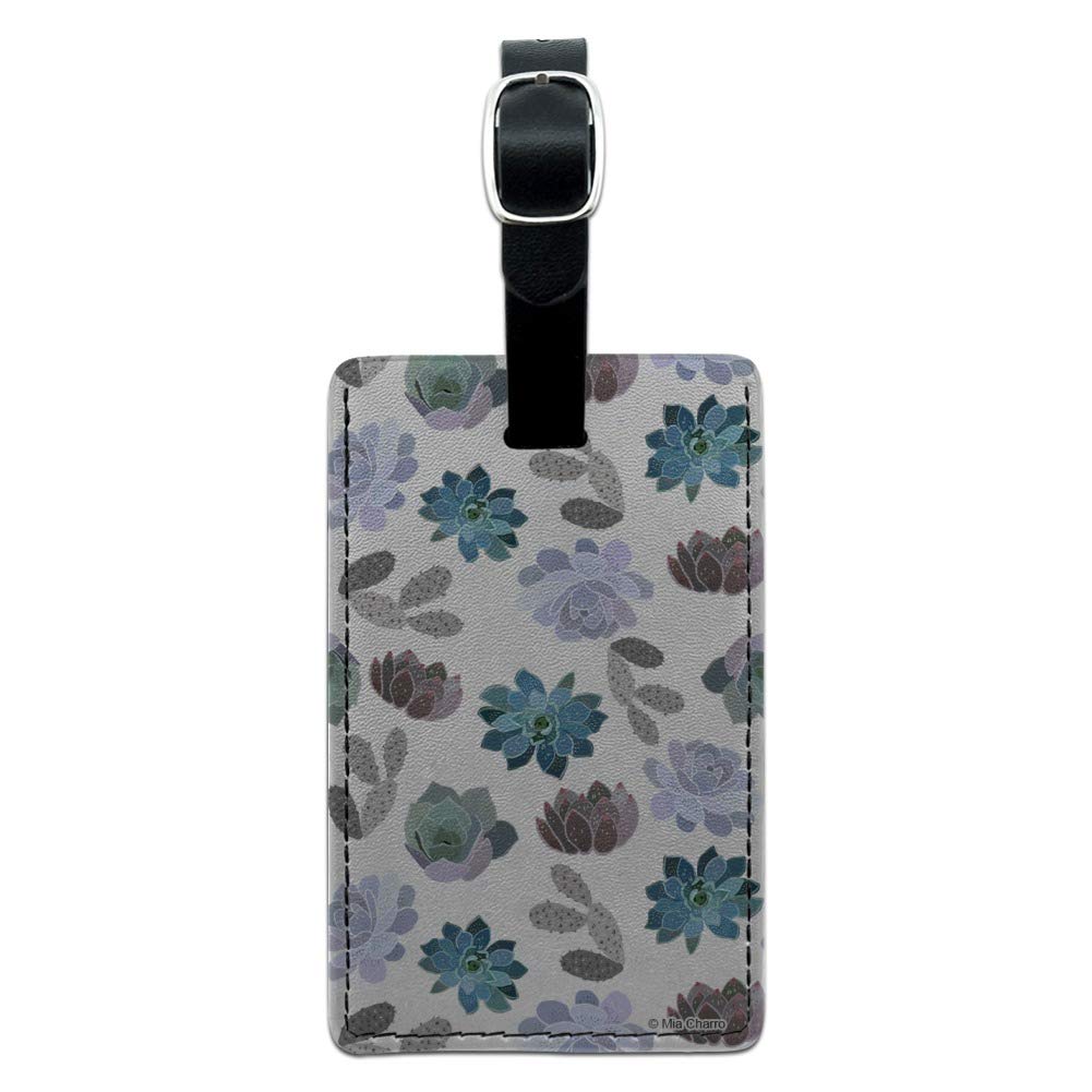 Stylish Rectangle Leather Luggage Tag for Succulents & Cactus Lovers - Durable Carry-On ID Tag for Travel Bags, Perfect for Vacation & Business Trips