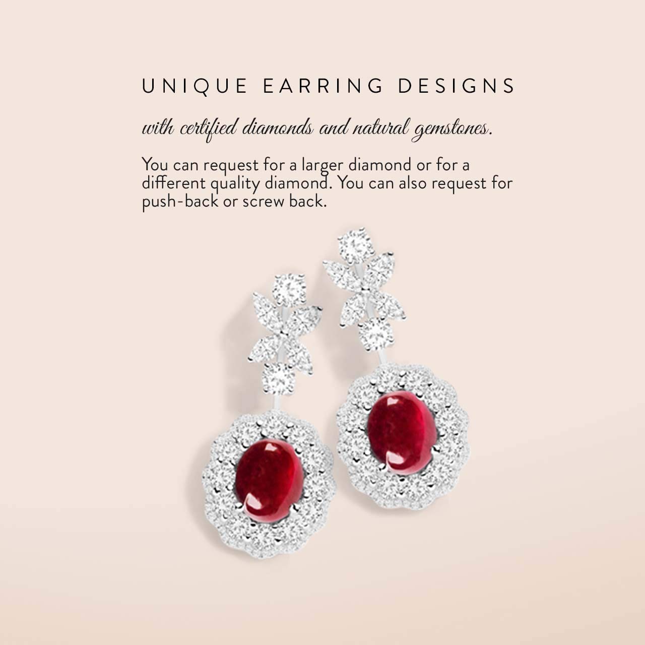 Diamondere Smiley Face Stud Earrings for Women - 14K White Gold with Natural Gemstones | 0.06 Carat Diamond Stud Earrings | Perfect for Everyday Wear, Gifts & Special Occasions