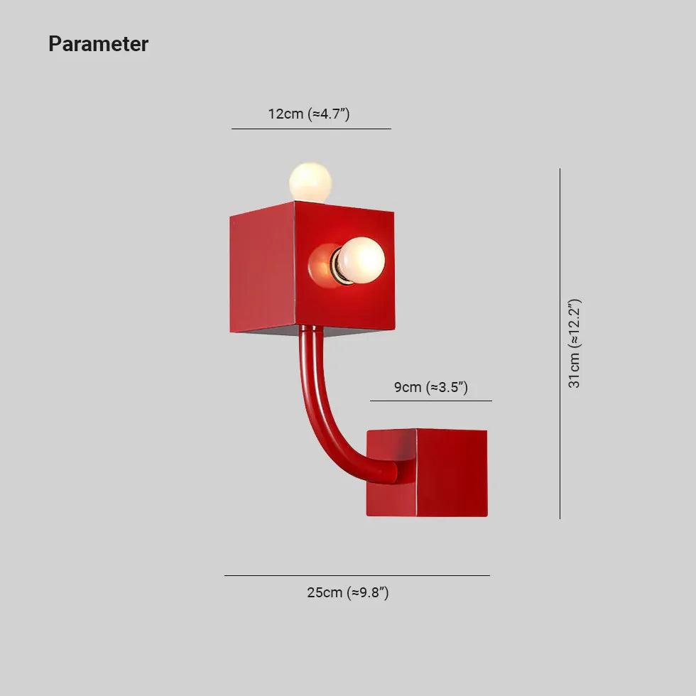 Modern Red Cube LED Wall Lights - Creative Geometric Design for Living Room, Bedroom, and Office Decor - Energy Efficient Indoor Lighting Solution