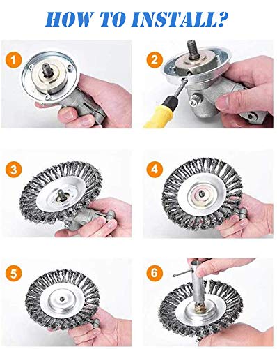 8 Inch Heavy Duty Trimmer Head Cutter - Round Steel Wire Brush for Rust Removal, Paving Stone, Pavement Joints & Driveway Cleaning | Ideal for Lawn Edging, Weed Control & Concrete Surface Preparation