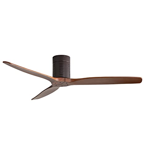Flush Mount+Walnut blades+Brown body+no light