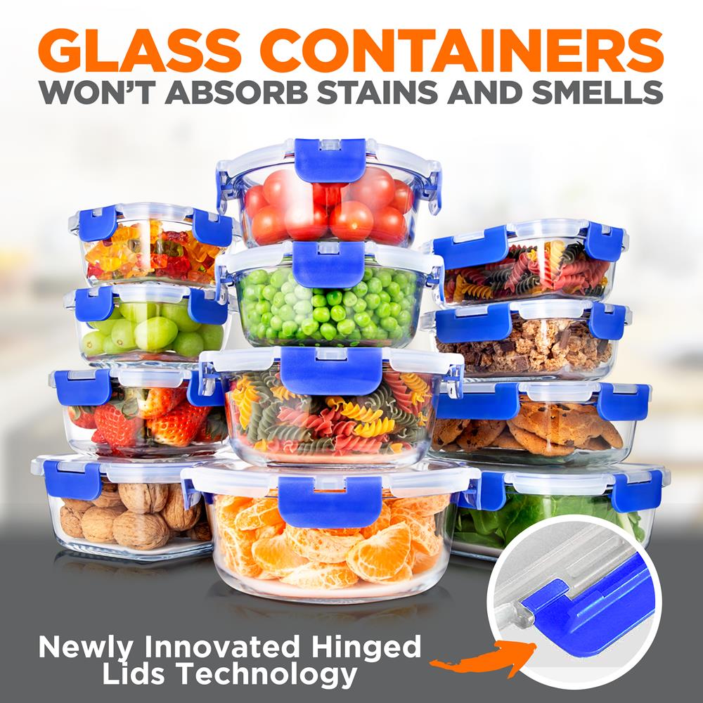 Premium High Borosilicate Glass Food Storage Containers - Airtight, Microwave & Oven Safe - Ideal for Meal Prep, Leftovers & Kitchen Organization