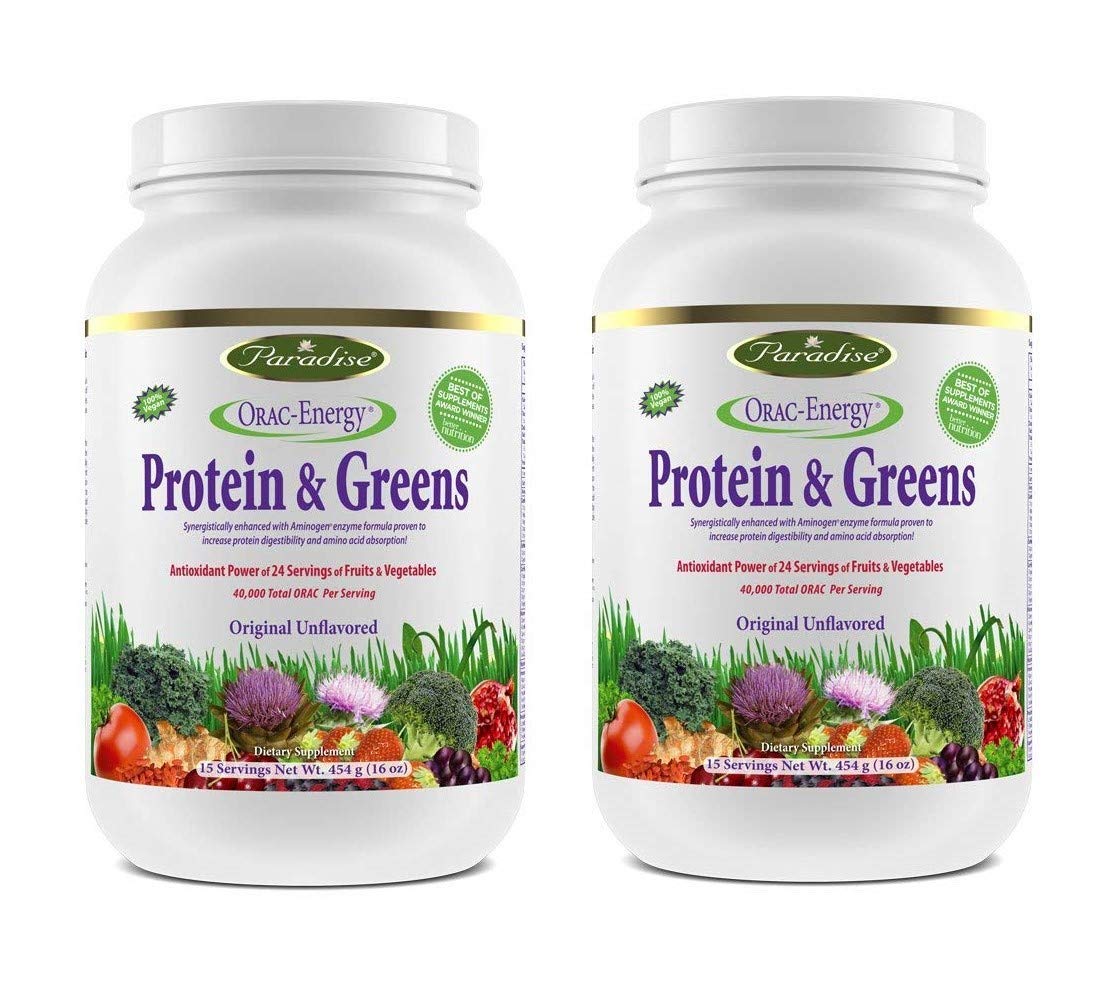 Paradise Herbs Orac Energy Greens Protein Powder - 454g (Pack of 2) | Plant-Based Superfood Supplement for Energy & Recovery | Perfect for Smoothies, Post-Workout & Daily Nutrition