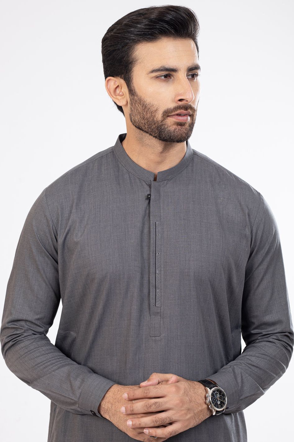 Premium Blended Dark Grey Kameez Shalwar Set - Traditional Pakistani Outfit for Men - Perfect for Eid, Weddings & Special Occasions