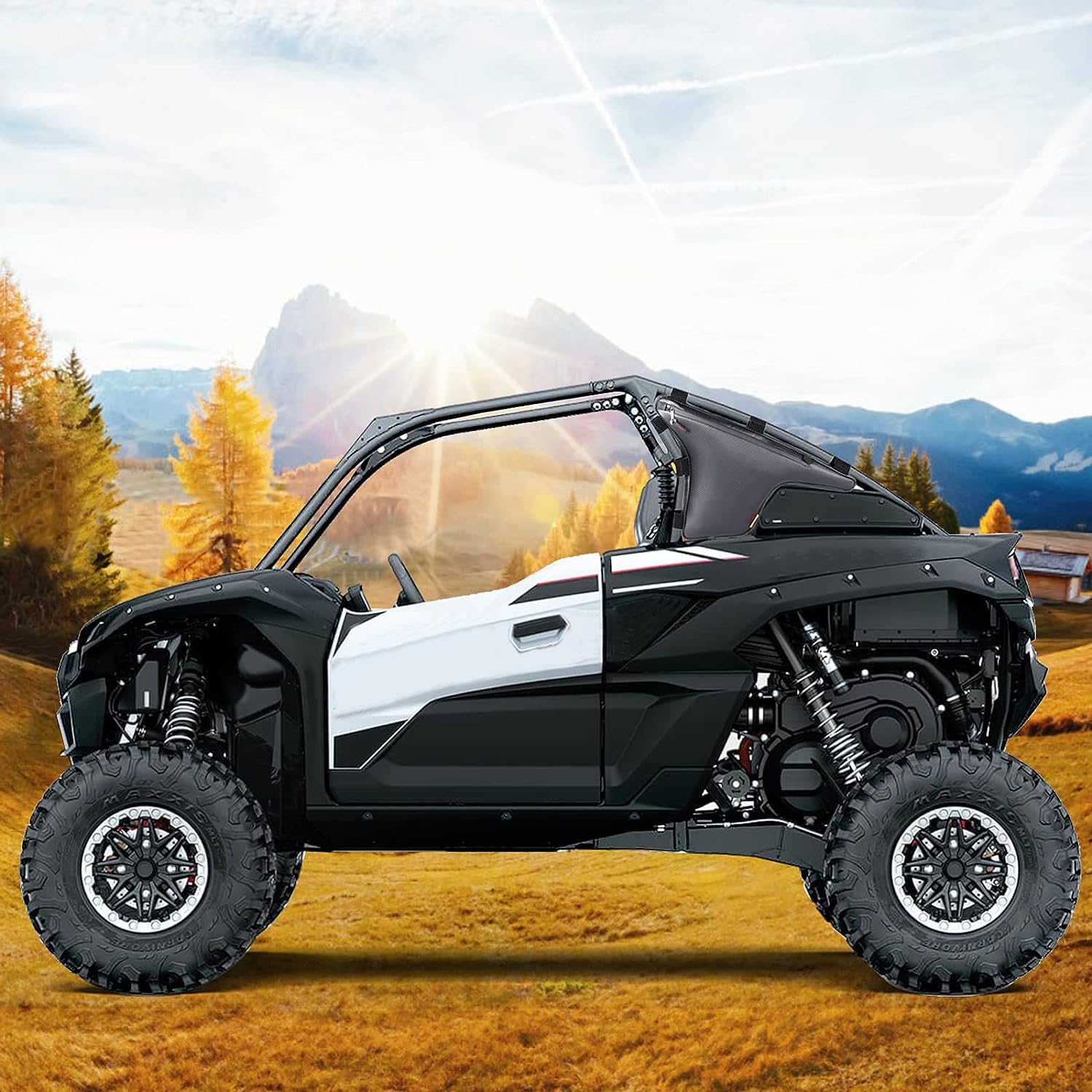 2 Pack Black Roll Bar Triangle Storage Bags for Kawasaki Teryx KRX 1000 UTV - Double Zipper Side by Side Gear Pouches (Fits 2020-2024 Models) | Perfect for Off-Road Adventures, Hunting Gear & Trail Accessories