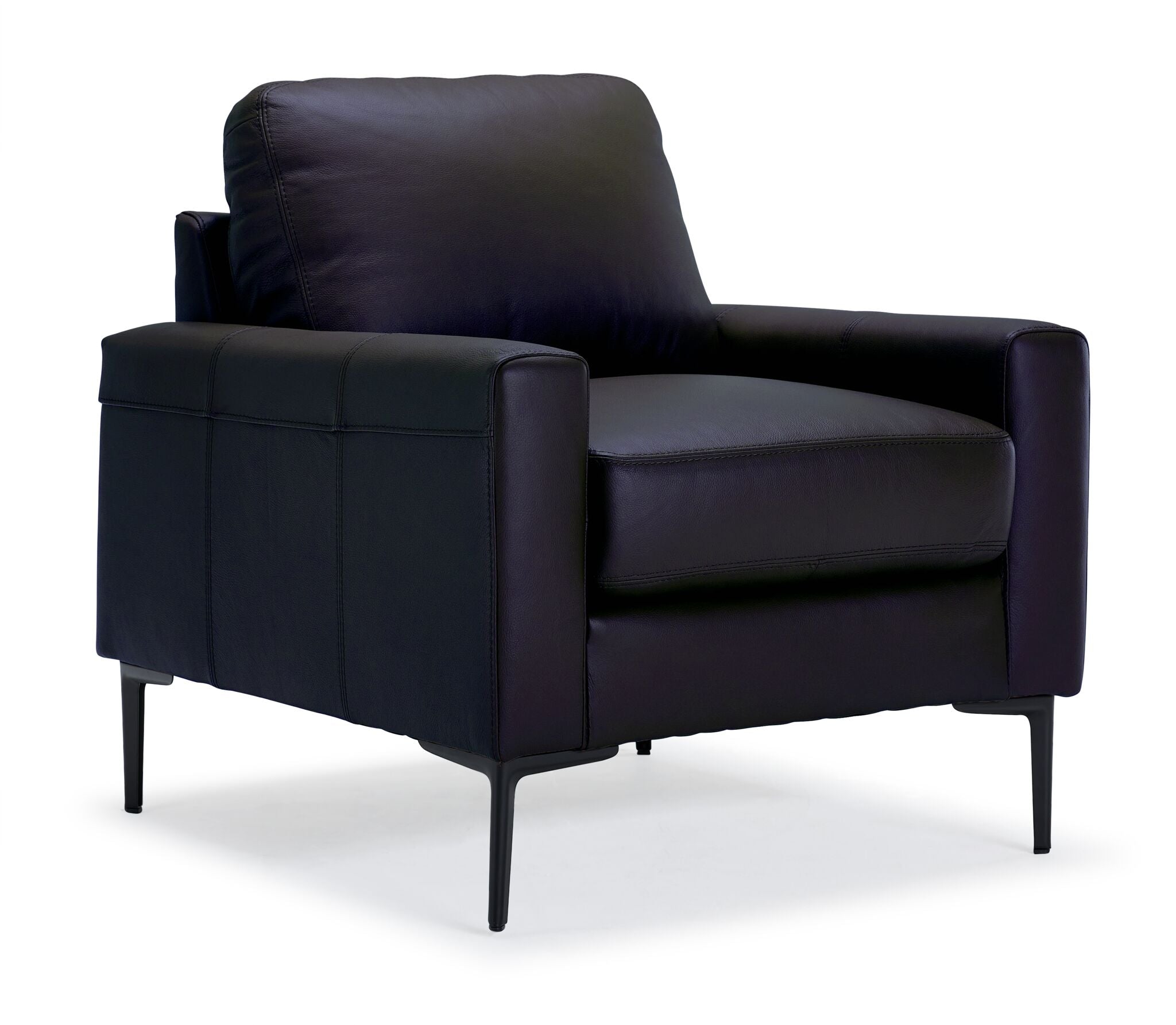 Premium Chito Leather Chair in Raven Black - Modern & Comfortable Home Office Seating for Living Room, Study, or Lounge