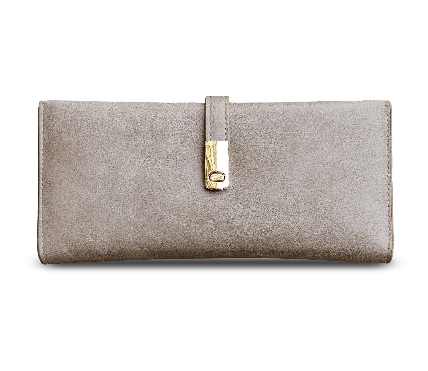 Slim RFID Leather Wallet for Women - Ultra Thin Bifold Billfold with Magnetic Closure, Large Card Holder & Coin Pocket (Grey) | Perfect for Everyday Use, Travel, and Minimalist Lifestyle