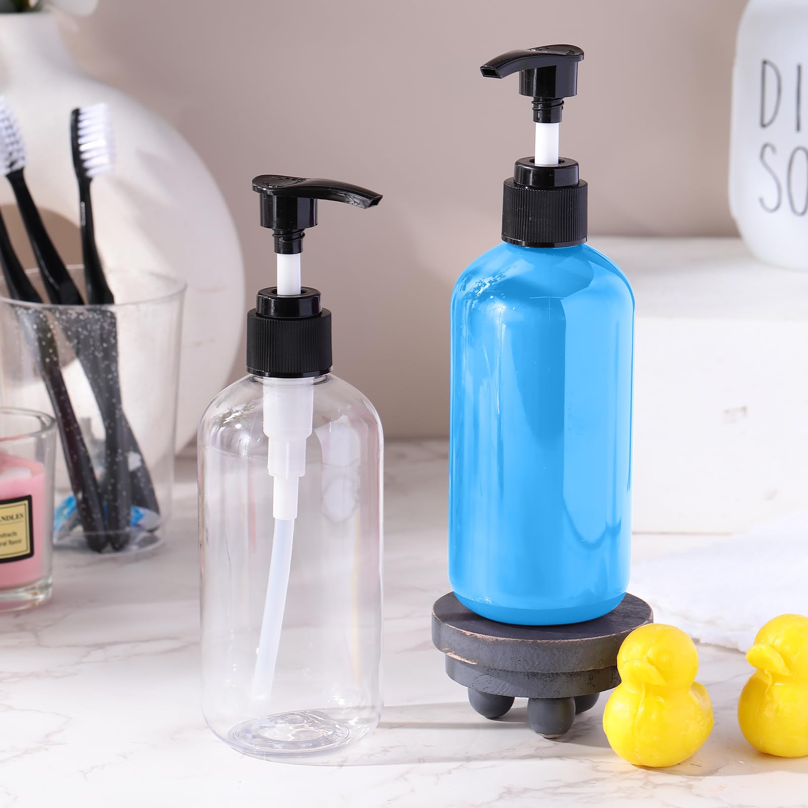 150-Pack 8 oz Clear Plastic Pump Bottles - Leakproof Refillable Dispensers for Shampoo, Conditioner, Body Wash & Liquid Soap (Black) | Perfect for Home, Salon, Travel & DIY Beauty Products