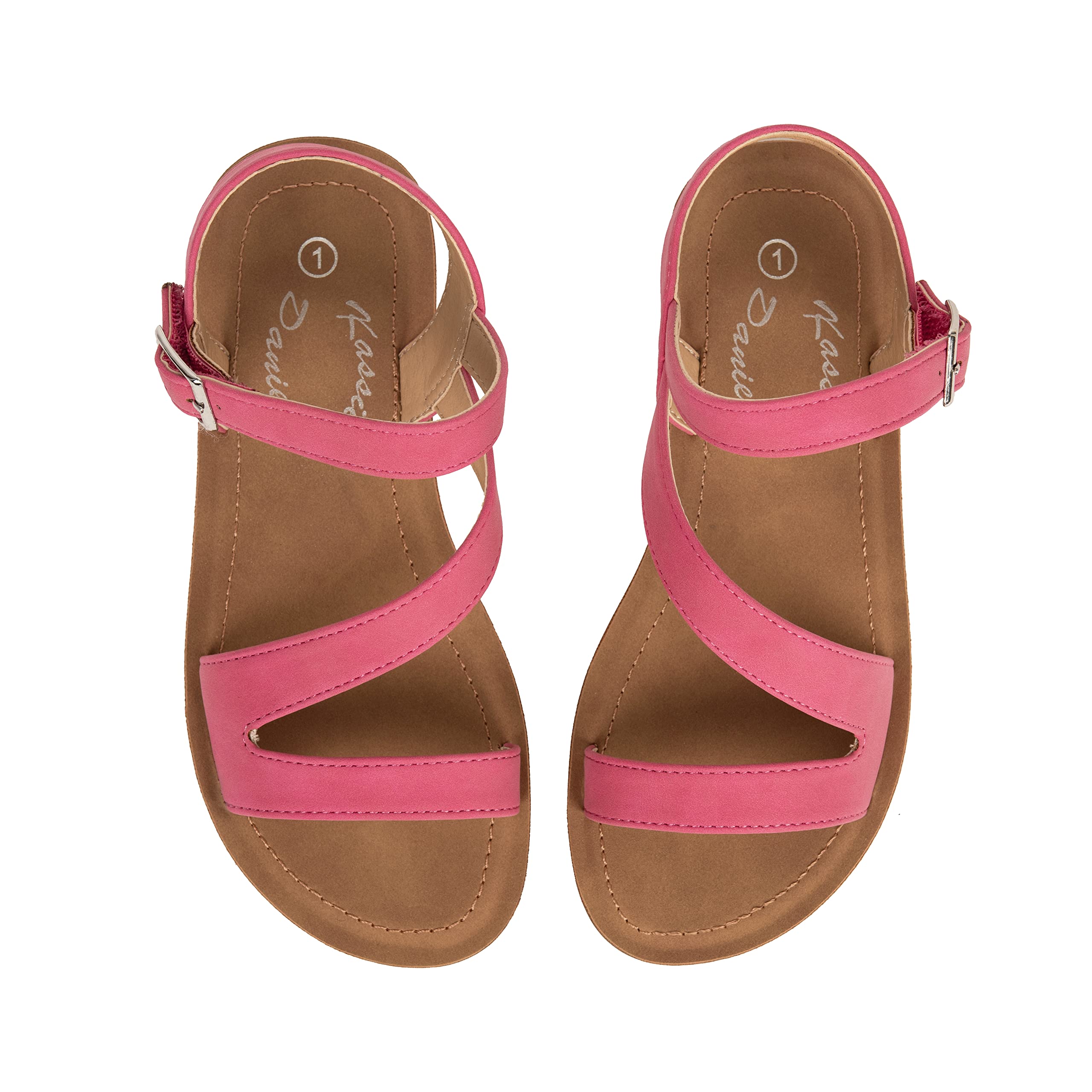 Comfortable Girls Sandals with Open Toe & Adjustable Ankle Buckle Straps - Breathable Slide Flats for Summer, Beach, and Casual Outings