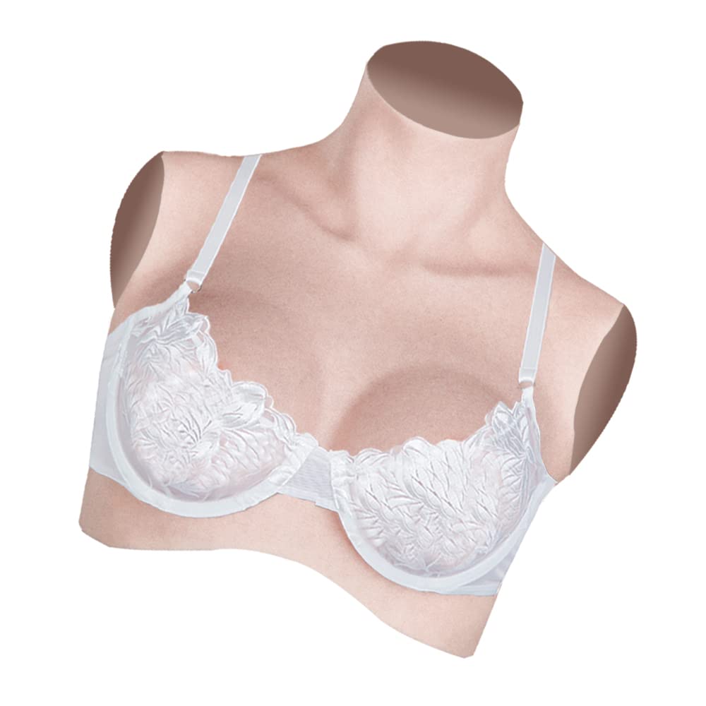 Realistic Silicone Breast Forms for Crossdressers - Gel Filled Fake Boobs & High Collar Breastplates - Perfect for Transgender, Drag Queen & Cosplay (Halloween, Stage Performances, Gender Affirmation)