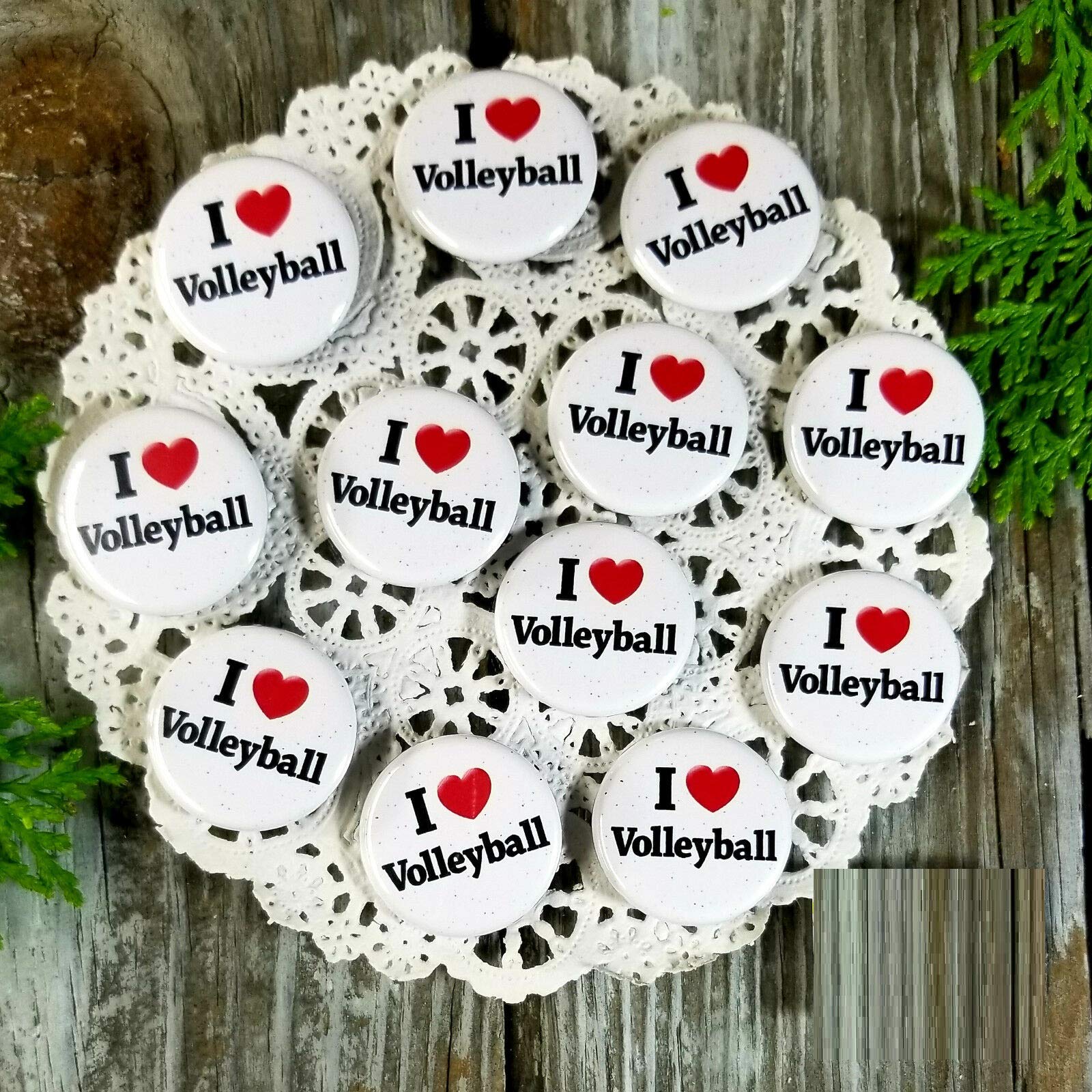Volleyball Button Pins 12-Pack - 1.25 Inch Pinback Badges for Awards, Party Favors & Team Spirit | USA Made Decorative Pins for Sports Events, Gifts & Collectibles