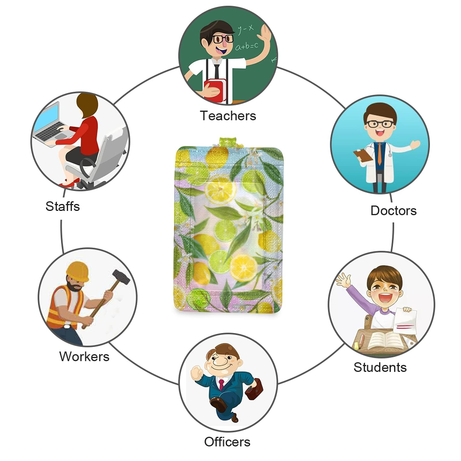 Colorful Lemon ID Badge Holder with Lanyard for Office & School Staff